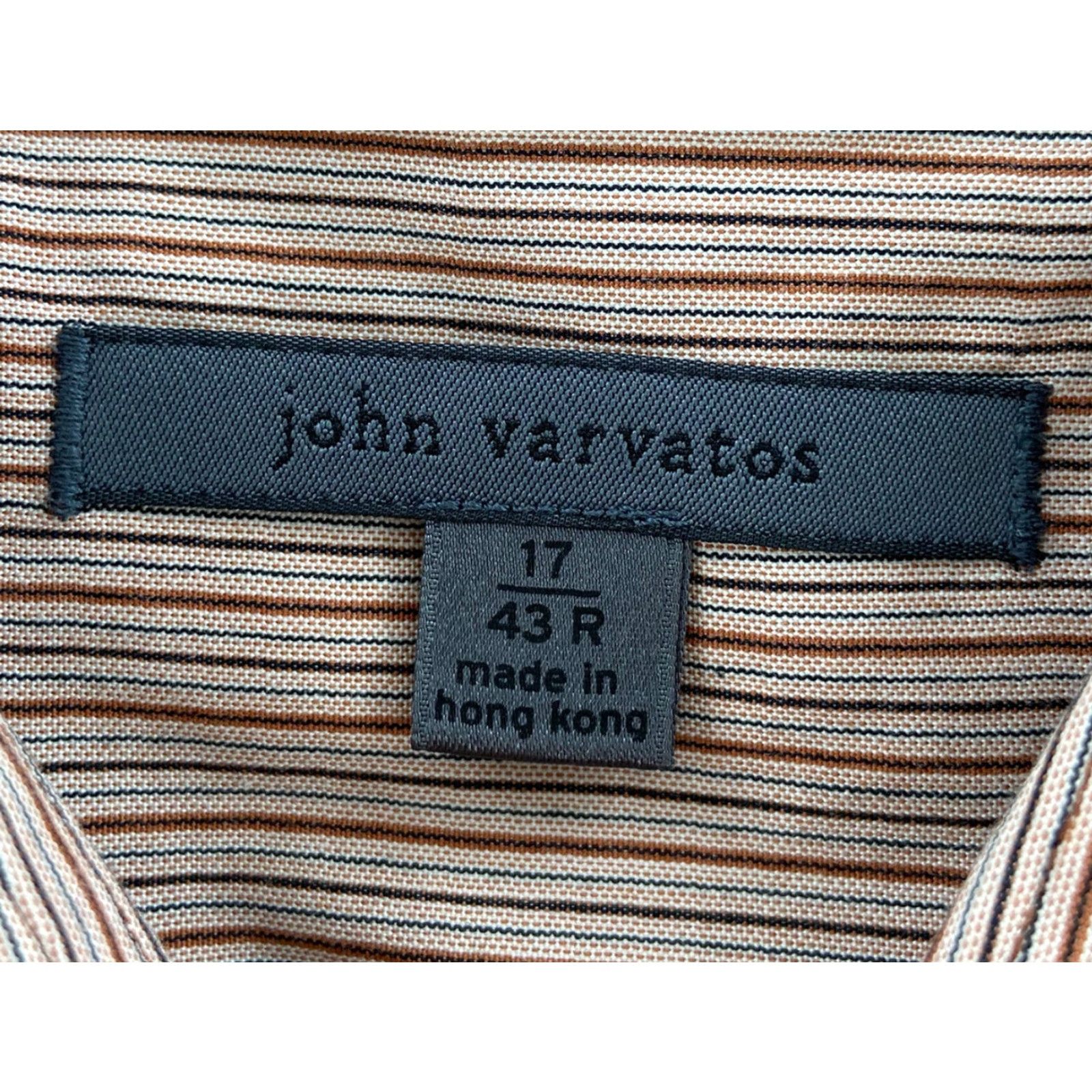 John Varvatos VINTAGE John Varvatos Men's Long Sleeve Button-Up Shirt Size 17/43R Brown Striped Cotton Business Casual Size US XL / EU 56 / 4 - 4 Thumbnail