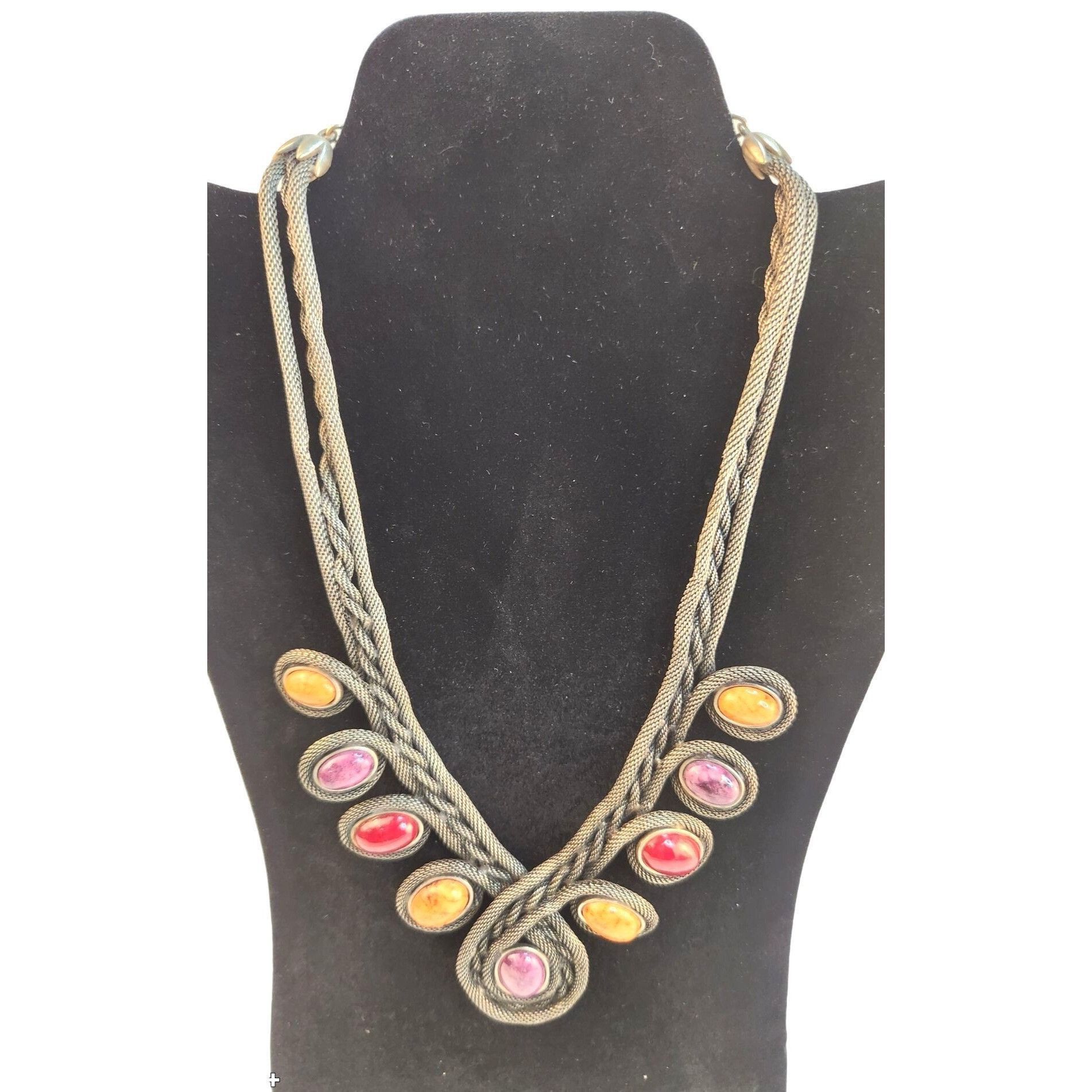 Chicos Unique Chico's Braided Necklace With Multicolor Purple, Gold Size ONE SIZE - 1 Thumbnail