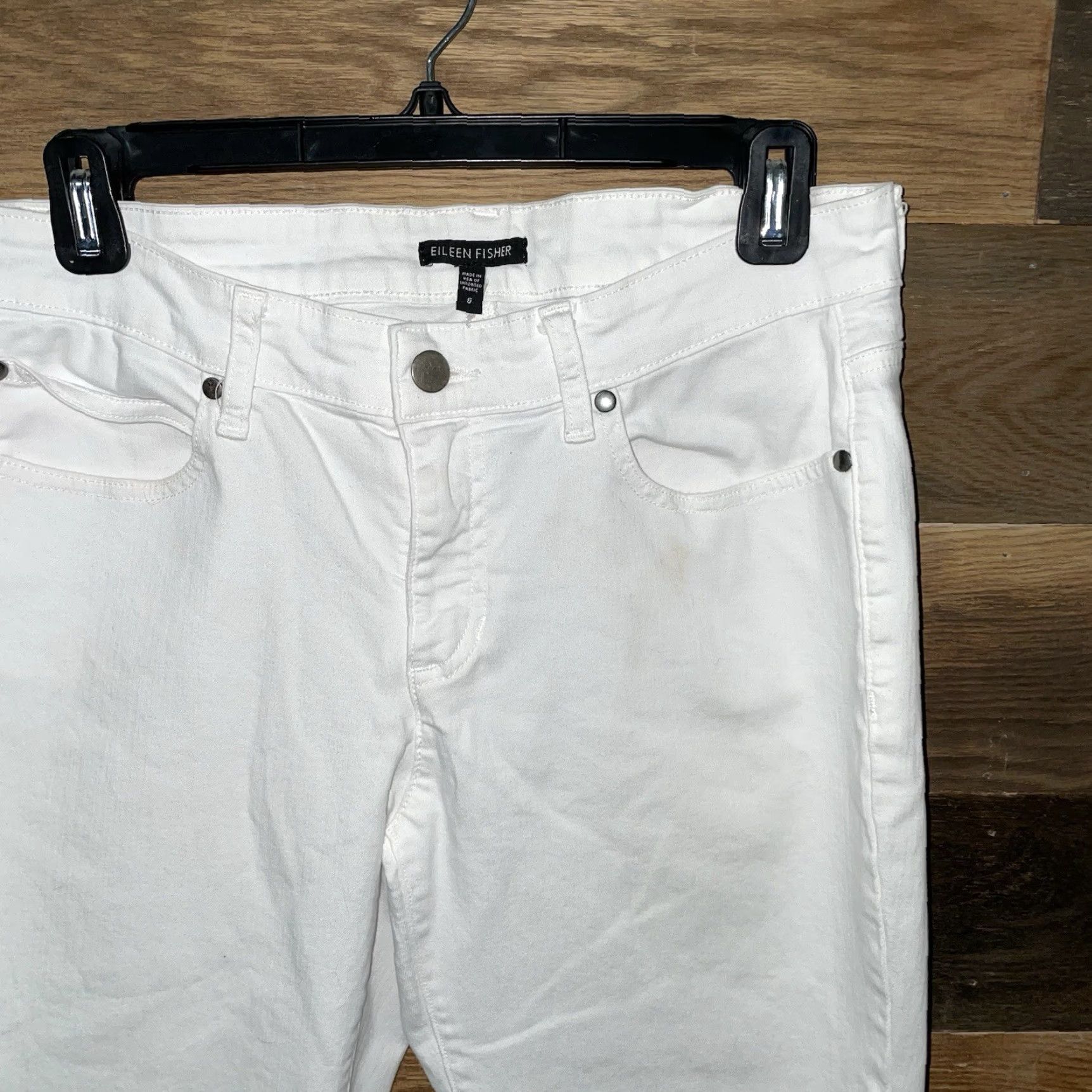 Eileen Fisher Eileen Fisher White Cotton Straight Jeans Womens Size 6x28 Size 28" / US 6 / IT 42 - 2 Thumbnail