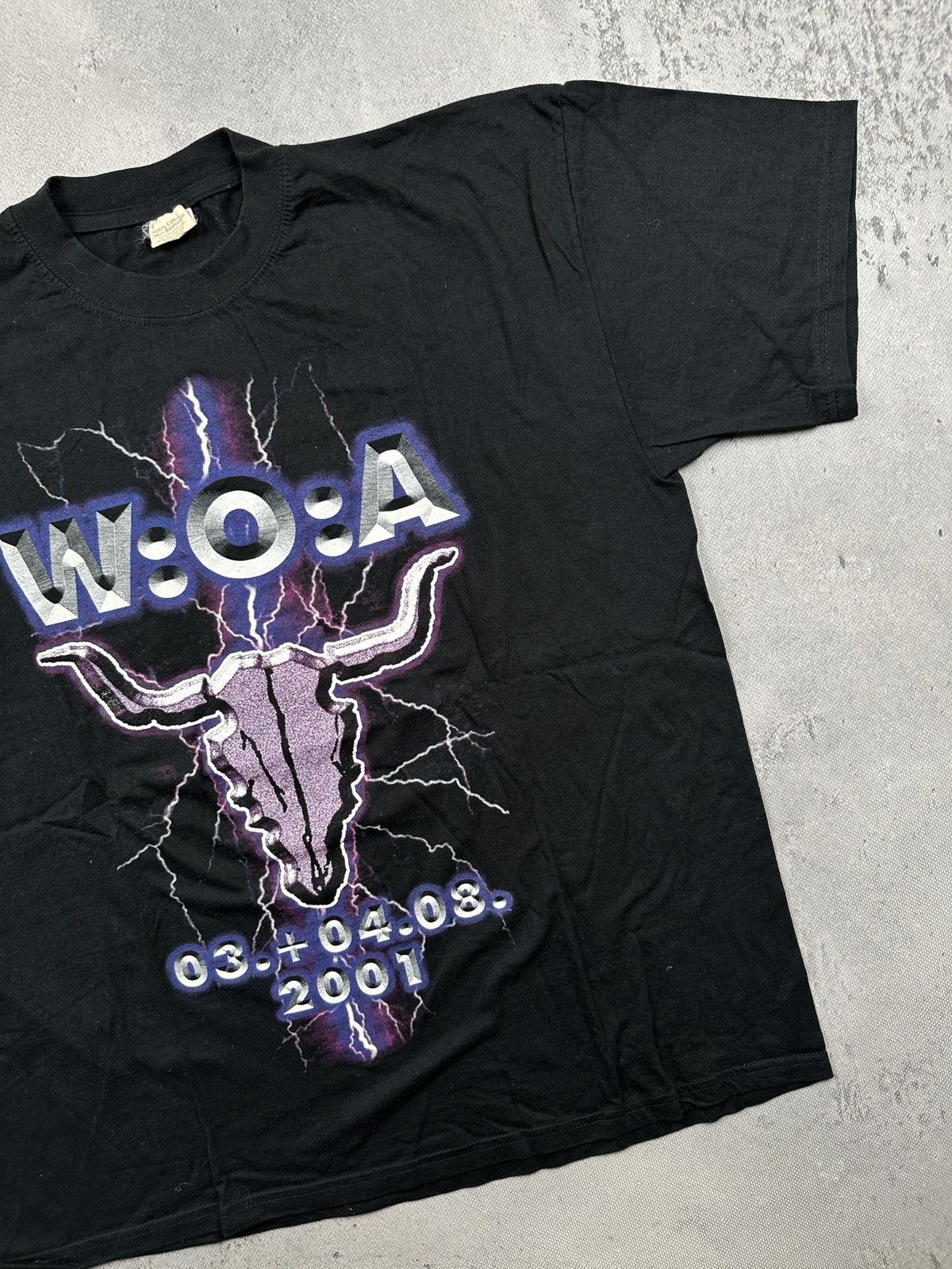 Vintage Vintage Wacken Open Air 2001 Lightning Skull Metal T Shirt Size US XL / EU 56 / 4 - 4 Thumbnail