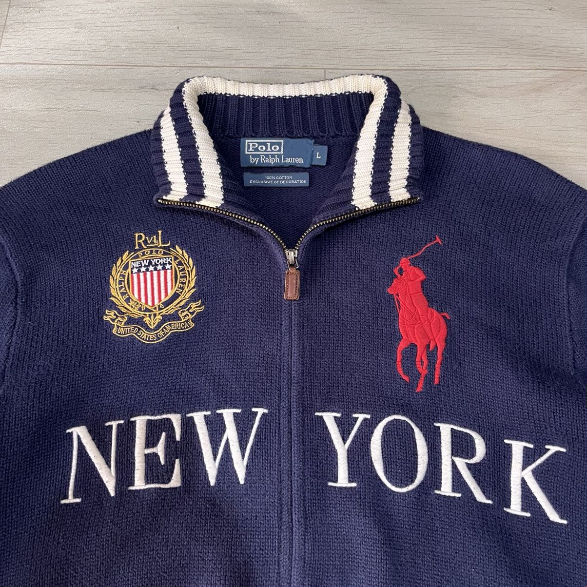 Polo Ralph Lauren Vintage Polo Ralph Lauren New York knit zipper Size US L / EU 52-54 / 3 - 5 Thumbnail