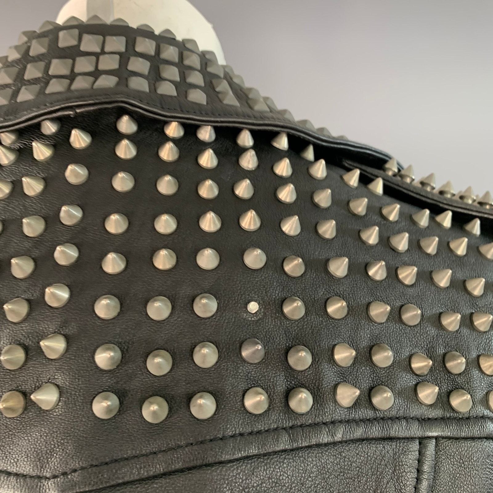 Muubaa MUUBAA Size 6 Black Studded Lambskin Leather Biker Jacket Size M / US 6-8 / IT 42-44 - 5 Thumbnail
