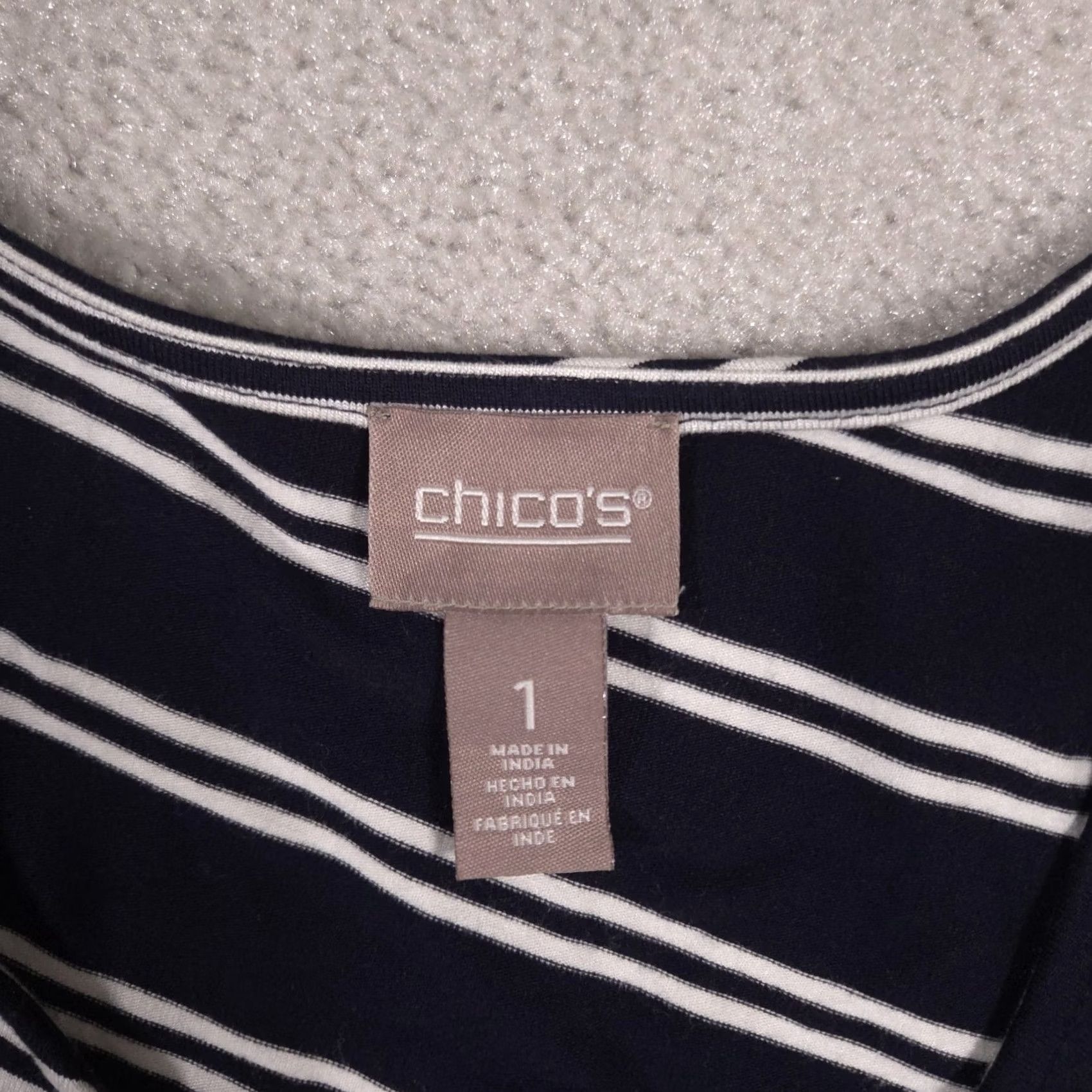 Vintage Chico's Maxi Dress Women's 1 Blue Stripe Asymmetrical Hem Sleeveless Pullover Size XS / US 0-2 / IT 36-38 - 6 Thumbnail
