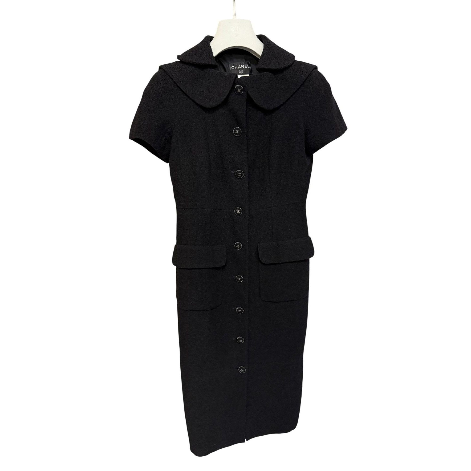 Chanel Chanel Black Short-Sleeve Button-Down Midi Dress With Peter Size S / US 4 / IT 40 - 3 Thumbnail