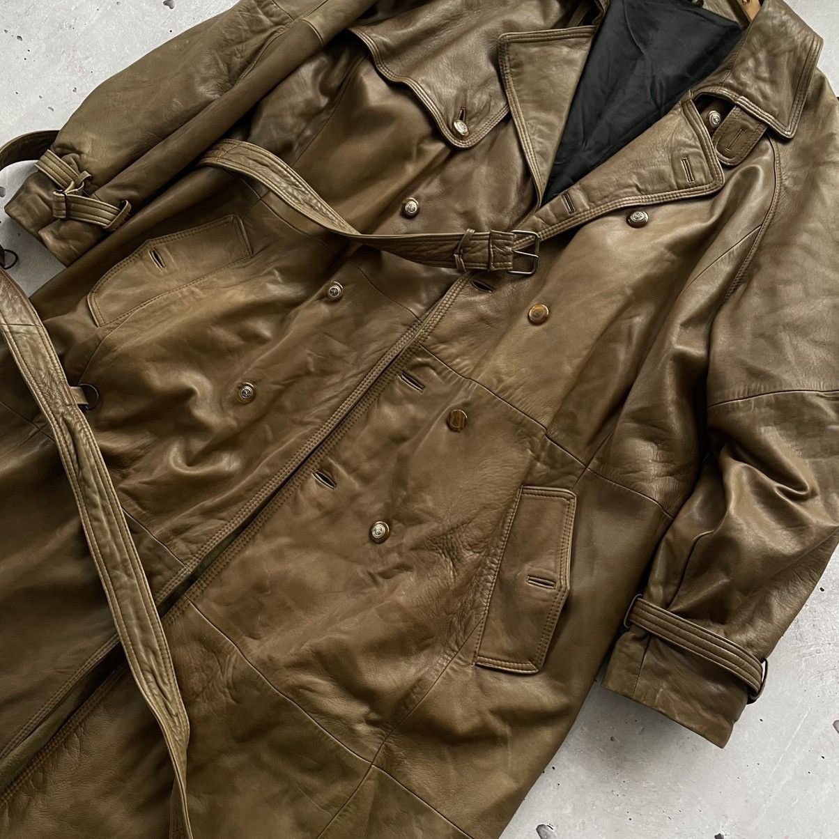 Japanese Brand × Vintage Vintage Avantgarde Leather Trench Coat Military y2k Size US M / EU 48-50 / 2 - 3 Thumbnail