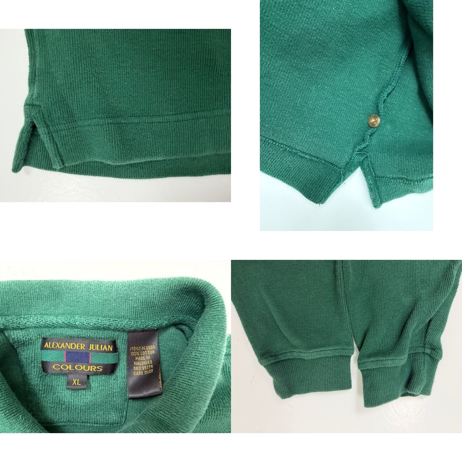 Alexander Julian VINTAGE Alexander Julian Polo Shirt Men XL Green 90s Ribbed Heavyweight Cotton Knit Casual Business 90s Mens XL Green Polo Size US XL / EU 56 / 4 - 9 Thumbnail
