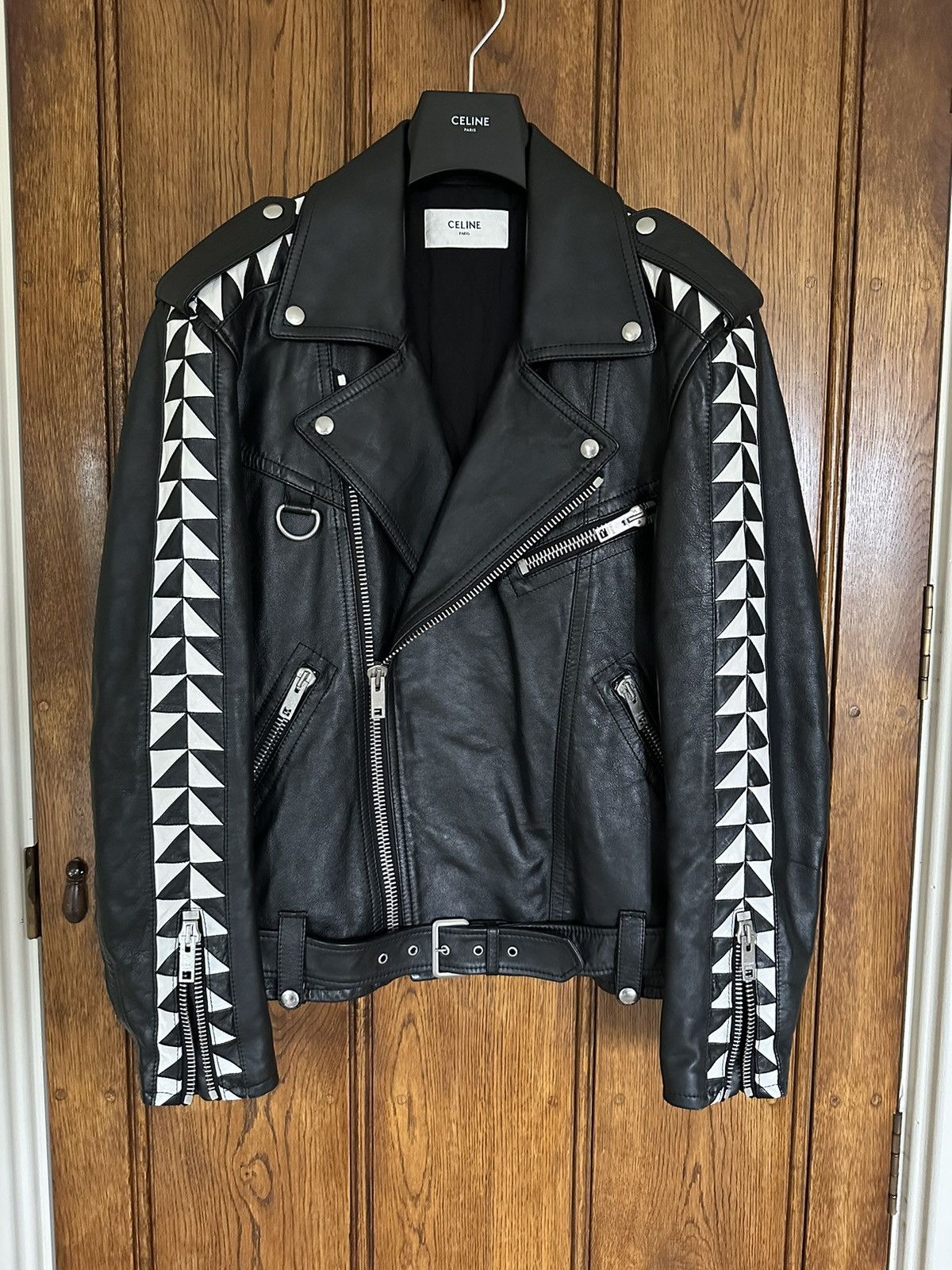 Celine SS22 $6500🤑 Celine biker D Ring leather jacket checkerboard Size US L / EU 52-54 / 3 - 2 Thumbnail