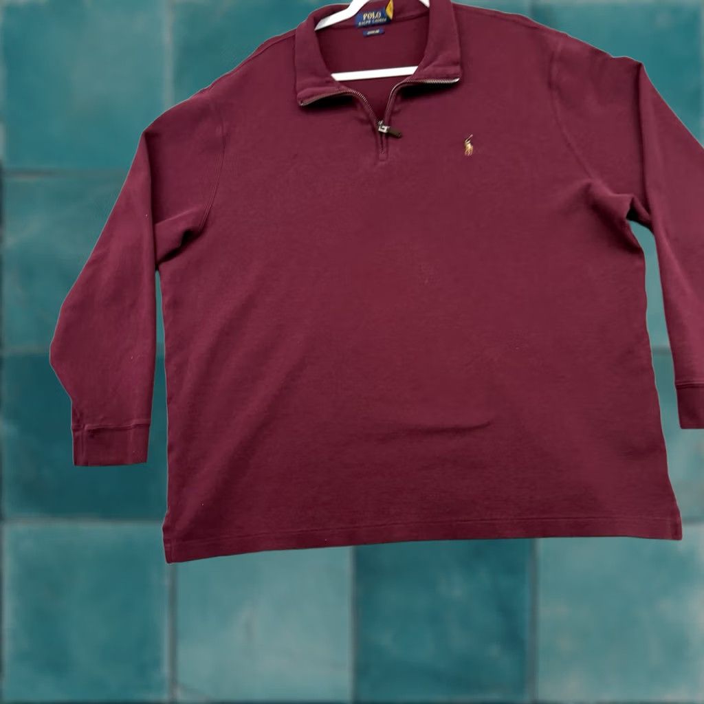 Polo Ralph Lauren VINTAGE Polo Ralph Lauren Estate Rib Quarter Zip Pullover Mens 2XL Red Maroon Knit Shirt Sweater Hoodie? Size US XXL / EU 58 / 5 - 1 Thumbnail