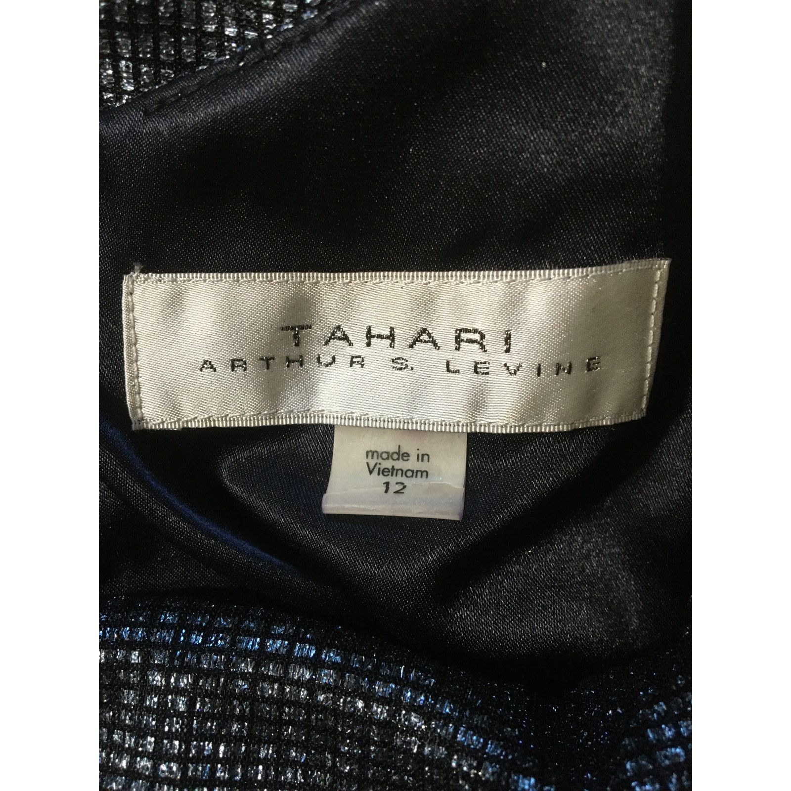 Other Tahari Author S Levine 12 Metallic Black & Blue Maxi Dress Size L / US 10 / IT 46 - 3 Thumbnail