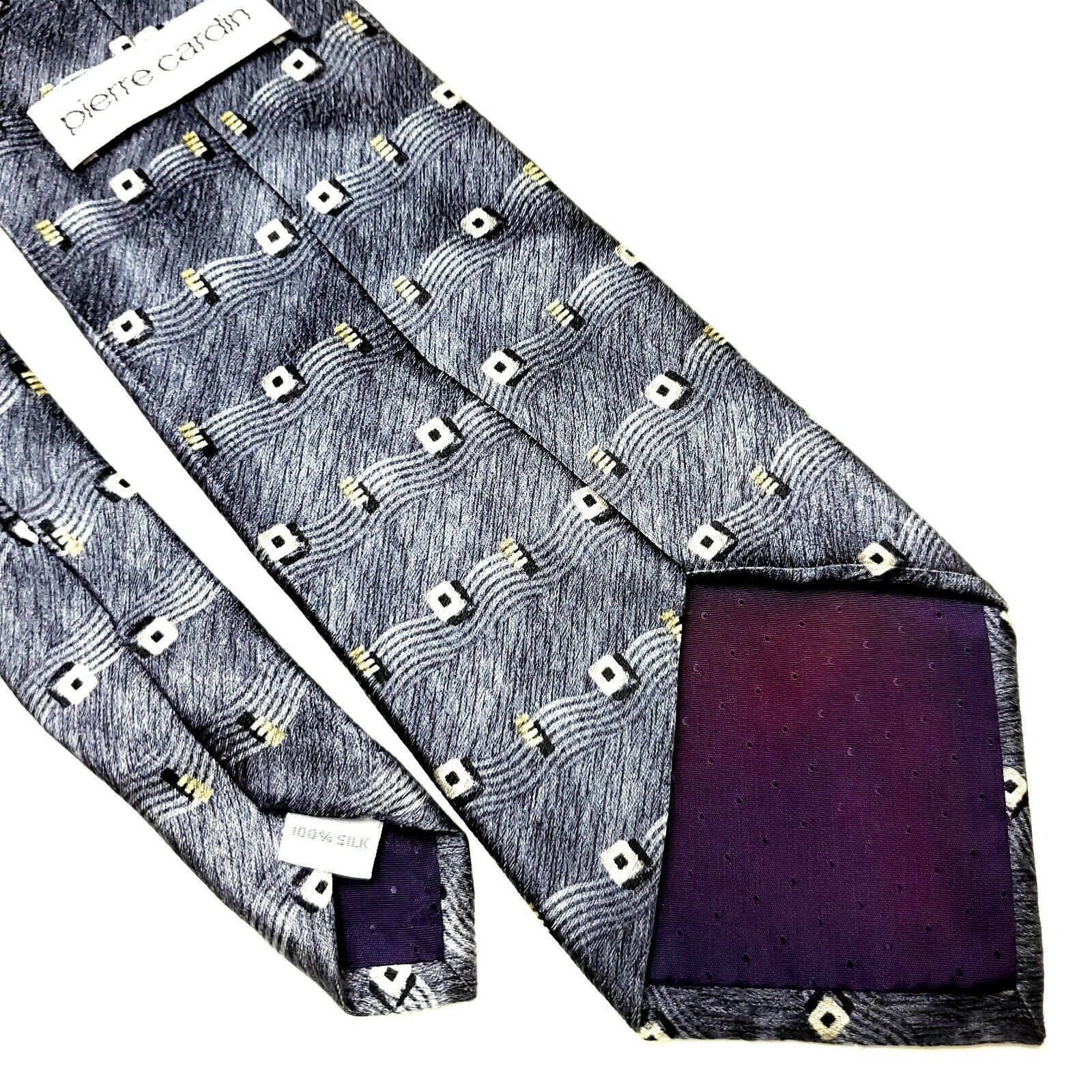 Pierre Cardin Pierre Cardin Silk Tie Print Gray Wide Size ONE SIZE - 5 Thumbnail