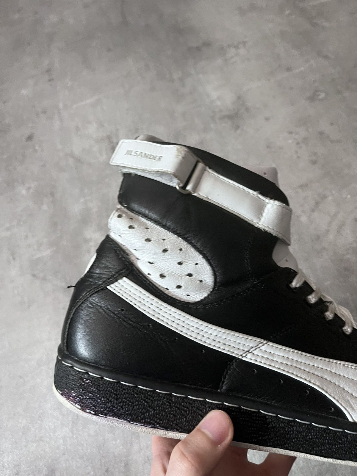 Jil Sander × Puma Jil Sander x Puma leather high boots black white Size US 12 / EU 45 - 19 Thumbnail
