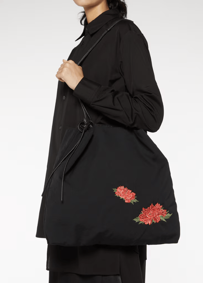 Y's Yohji Yamamoto Y's - Wool Floral Drawstring Tote Bag Size ONE SIZE - 5 Thumbnail