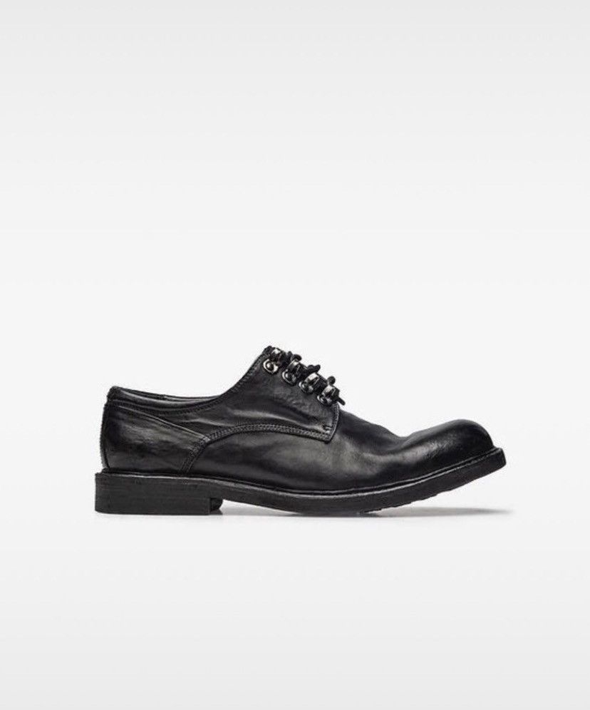 image of Oree New York Oree Us7 Stelvio Derby Bnib Horse Grain Leather Shoes in Black, Men's