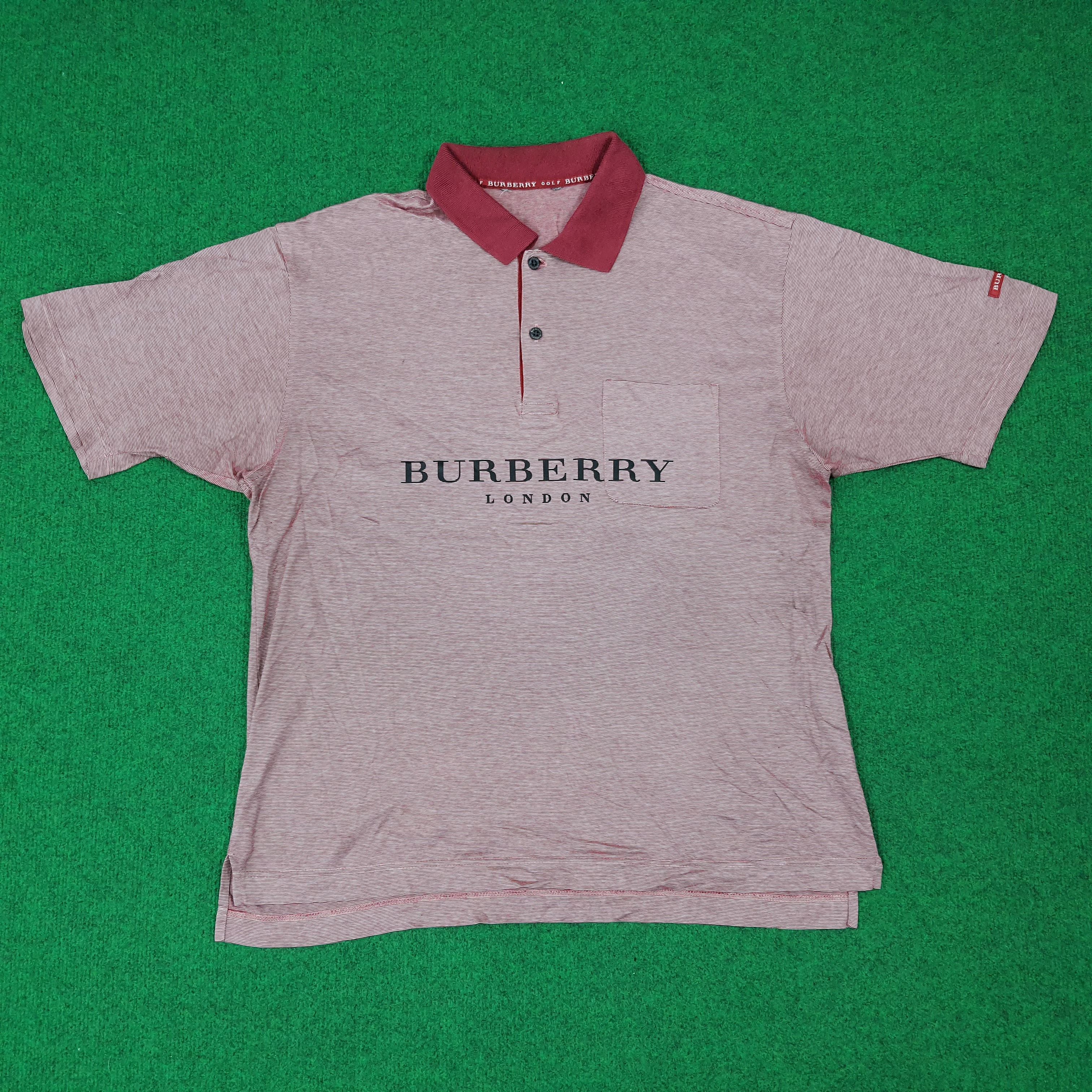 Burberry Vintage Burberry Golf Red Pin Stripe Polo Shirt C276N43 Size US L / EU 52-54 / 3 - 1 Thumbnail