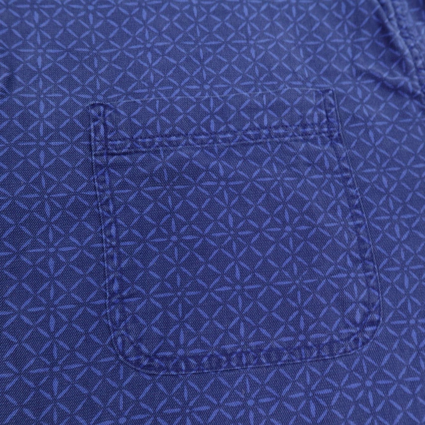 Nat Nast Nat Nast Mens XL Blue Silk Cotton Short Sleeve Button-Up Shirt Casual Resort Lounge Geometric Pattern Size US XL / EU 56 / 4 - 3 Thumbnail