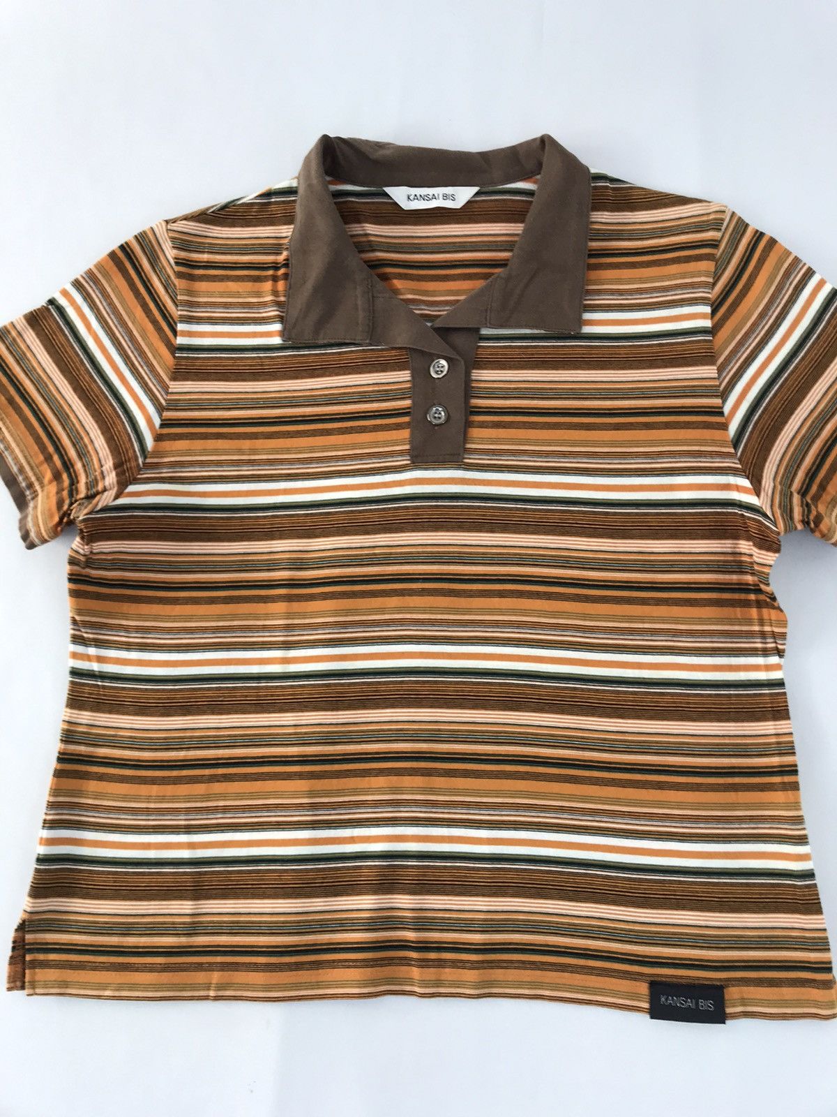 Kansai Yamamoto Kansai Yamamoto Kansai Bis Multicolor Striped Polo Tee Size US S / EU 44-46 / 1 - 3 Thumbnail