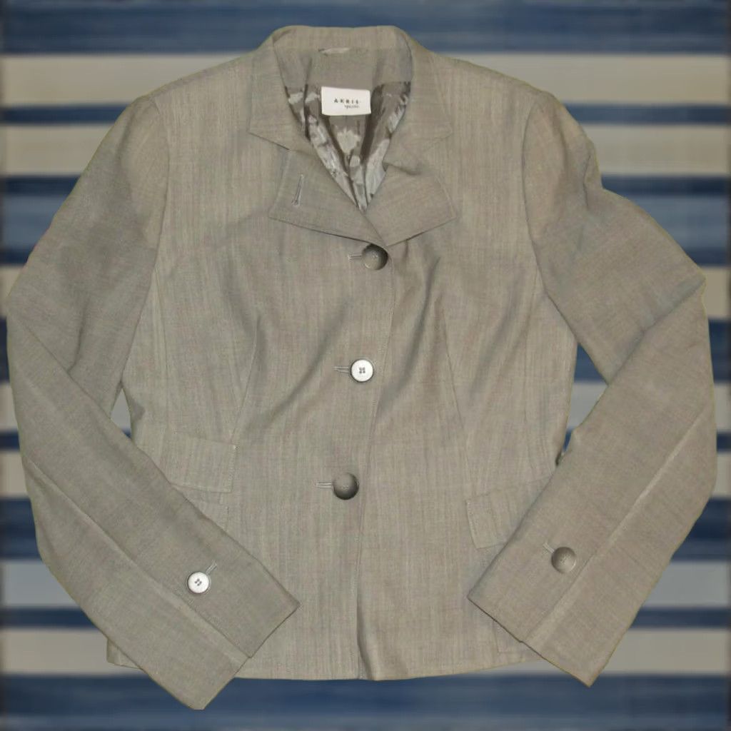 Akris VINTAGE AKRIS PUNTO Wool Sharkskin Gray Blazer Jacket US 8 Size M / US 6-8 / IT 42-44 - 1 Thumbnail