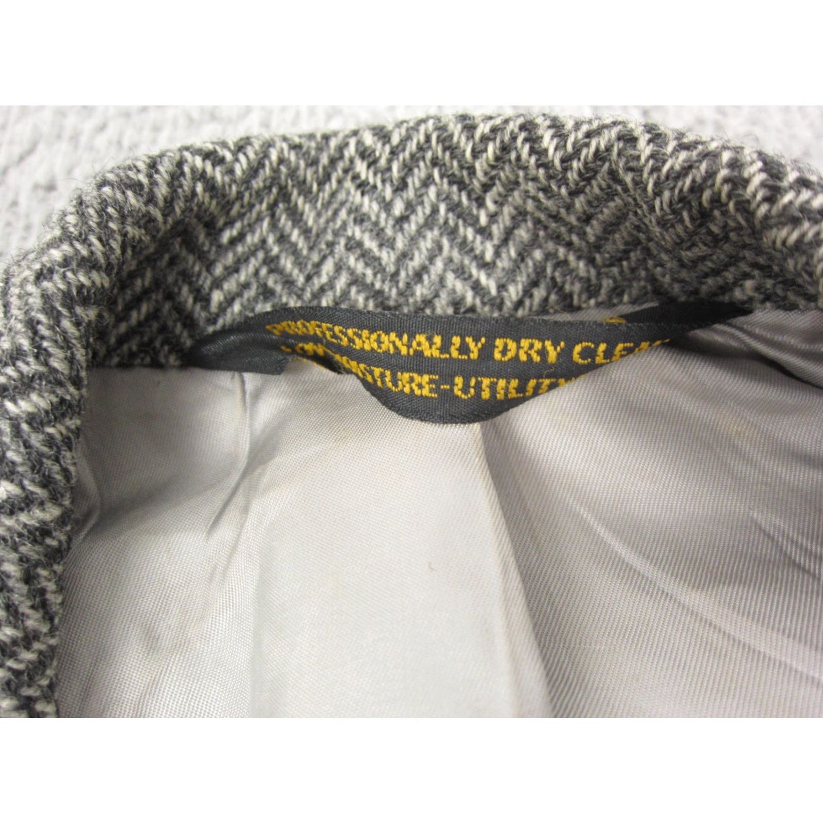 Lands' End VINTAGE Lands End Blazer Jacket Mens 44L Gray Herringbone Tweed Wool Coat 80s Blazer Men Size 44R - 3 Thumbnail