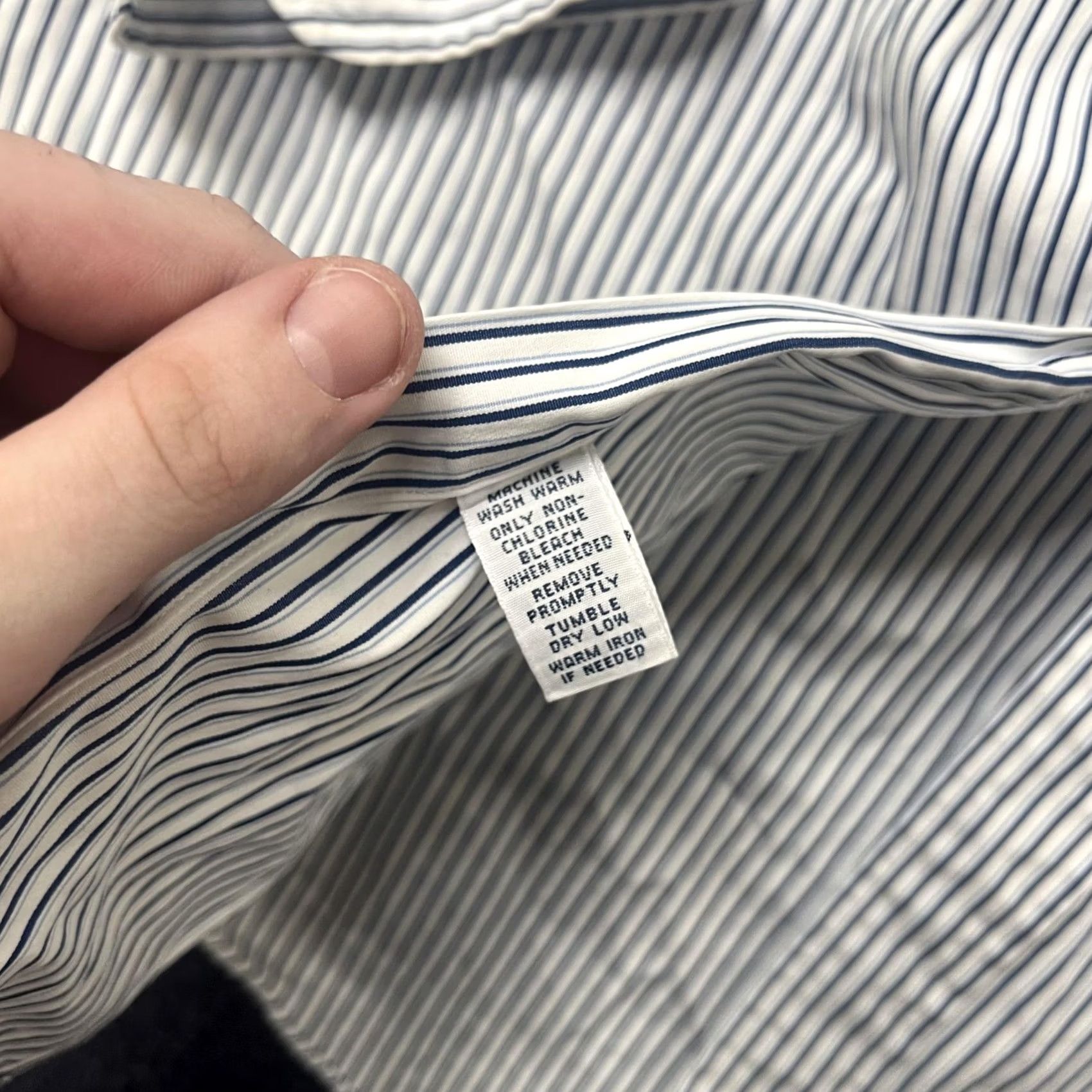 Ralph Lauren Ralph Lauren Dress Shirt Mens XL Blue Stripe Long Sleeve Button Down Classic Fit Shirt Size 46R - 4 Thumbnail