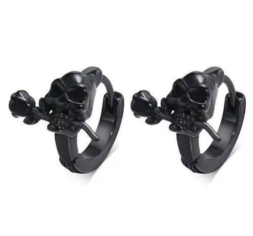 Other Gothic Skull Hoop Huggie Earring Size ONE SIZE - 4 Thumbnail