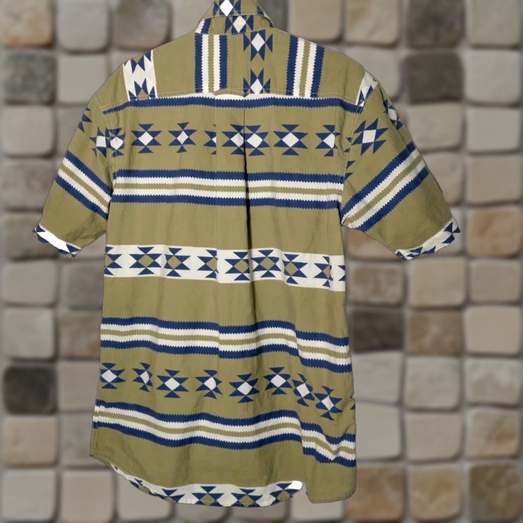 Orvis Orvis Shirt Men M Southwest Geometric Tan Blue Stripe Short Sleeve Western READ Size US M / EU 48-50 / 2 - 1 Thumbnail