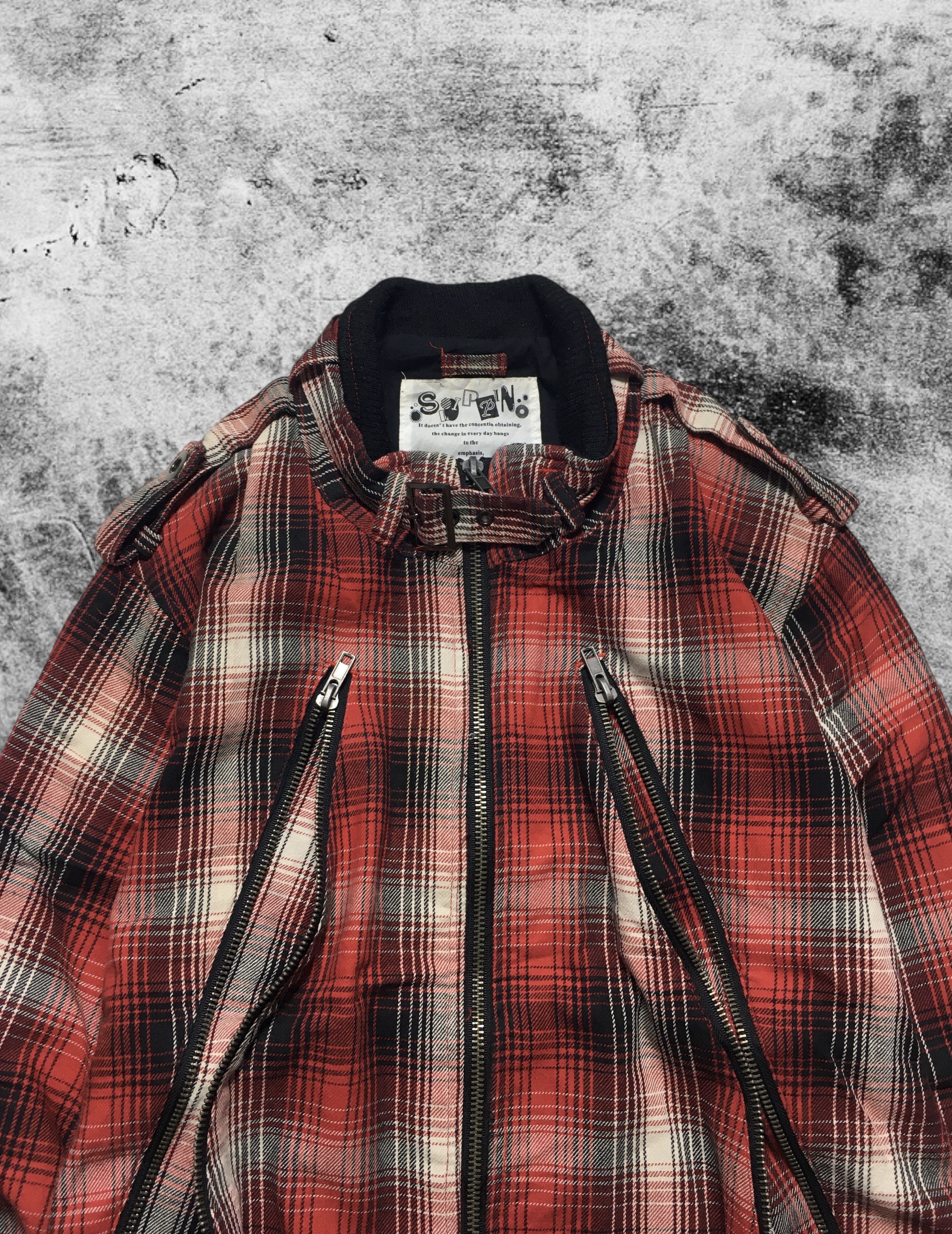 Japanese Brand Japanese Punk Red Tartan Long Zip Jacket Size US M / EU 48-50 / 2 - 3 Thumbnail