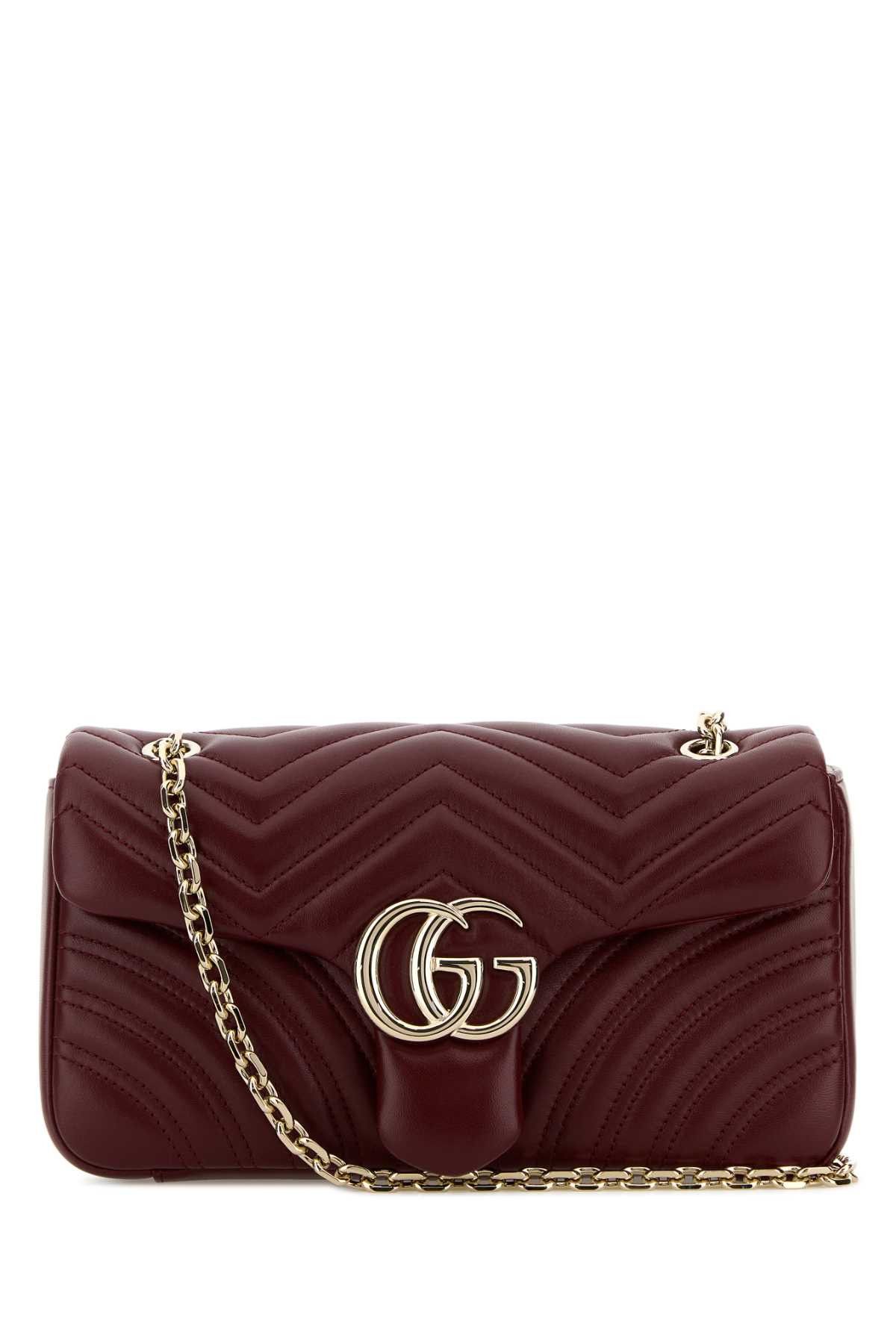 Gucci Burgundy Nappa Leather Medium Gg Marmont Shoulder Bag Size ONE SIZE - 1 Thumbnail