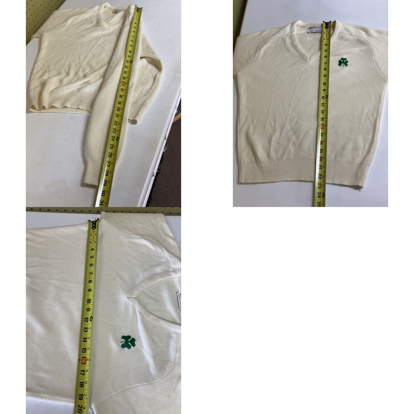 Vintage VINTAGE Aristocratic Embroidery Sweater V-Neck Yellow Embroidered Clover Irish Charm S Men Pullover 80s Size US S / EU 44-46 / 1 - 8 Thumbnail