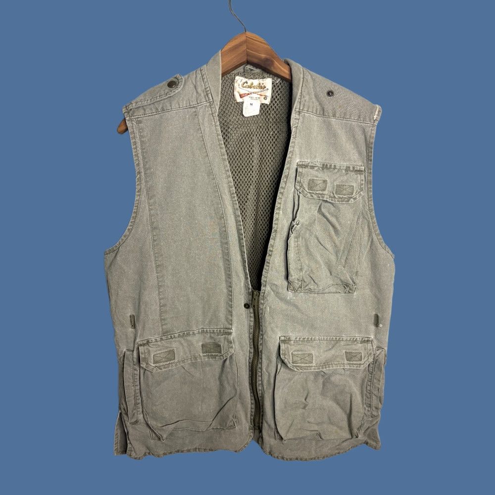 Vintage Cabela's Safari Series Green Zip Up Vest Mens M Reg 5111 Outdoor Canvas Cotton Pockets Logo Zipper Jacket Coat Long Length Casual Physical 90s? Size US M / EU 48-50 / 2 - 1 Thumbnail