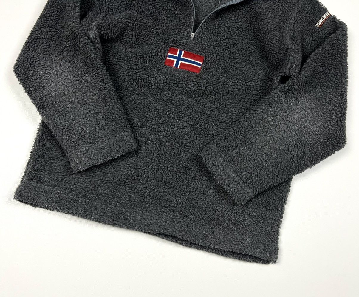 Napapijri × Vintage Vintage Napapijri Grey Casual 1/4 Zip Sherpa Jacket Size M Size US M / EU 48-50 / 2 - 9 Thumbnail
