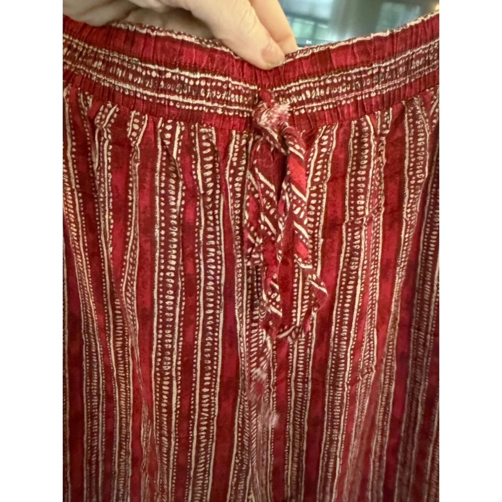 Other Vintage Norton McNaughton Burgundy Striped Rayon Wide Leg 16 Size 38" / US 16 / IT 52 - 4 Thumbnail