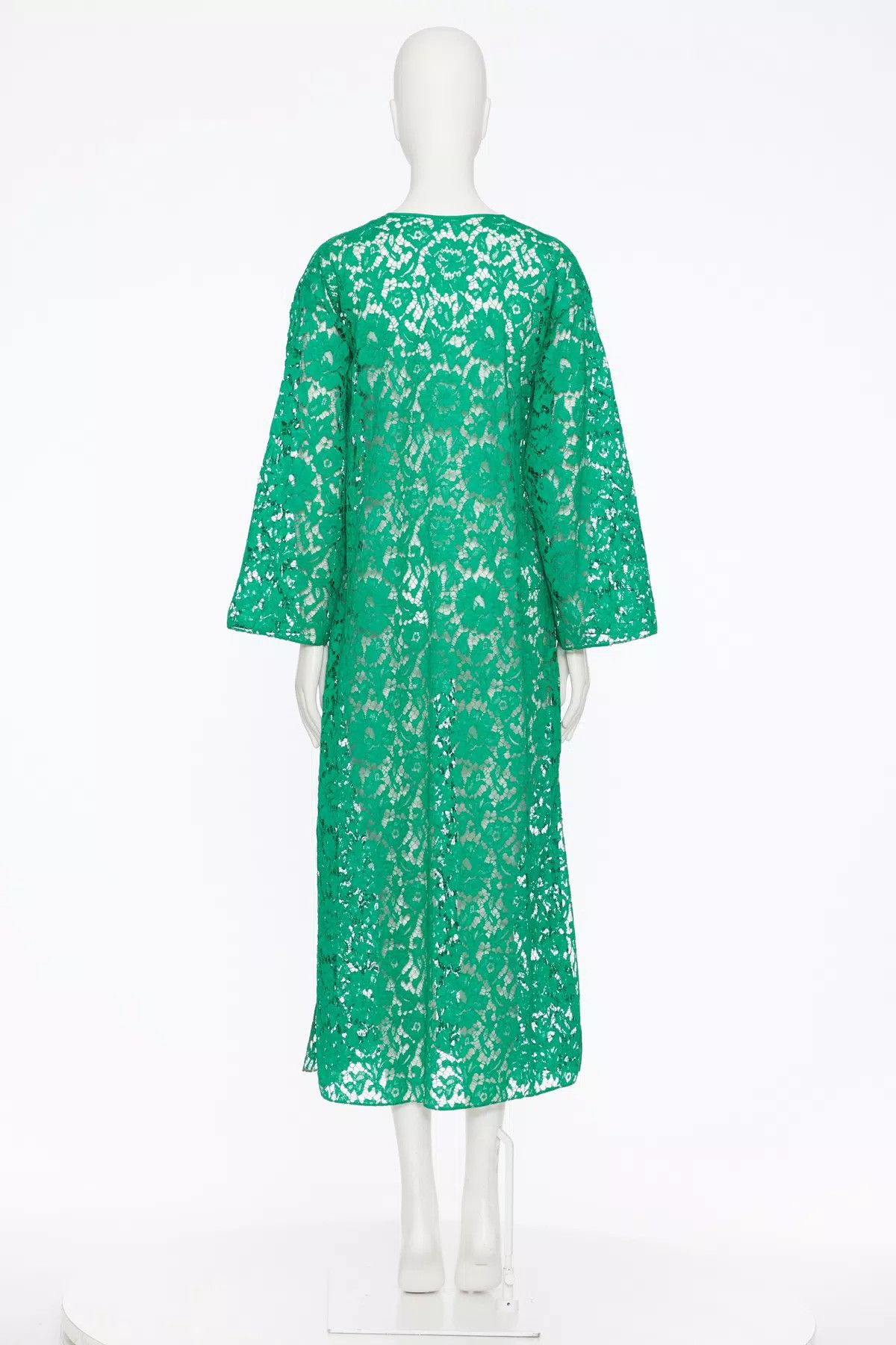 Valentino o1s1wg110925 Heavy Lace Kaftan Dress in Pure Green Size XS / US 0-2 / IT 36-38 - 4 Thumbnail