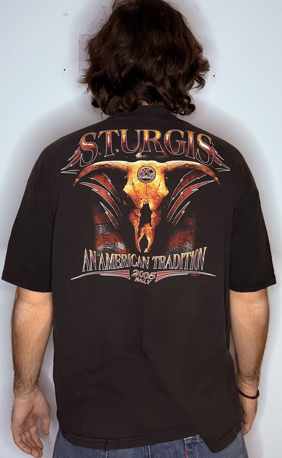 Harley Davidson Vintage Sturgis Biker Rally 65th Anniversary 2005 Tee Shirt Size US XL / EU 56 / 4 - 2 Thumbnail