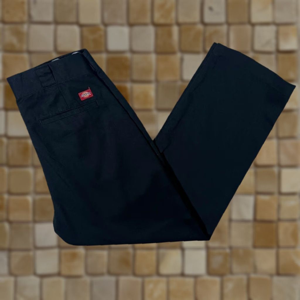 Dickies Dickies Black Polyester Cotton Blend Straight Leg Lightweight Trousers Medium Size US 31 - 1 Thumbnail