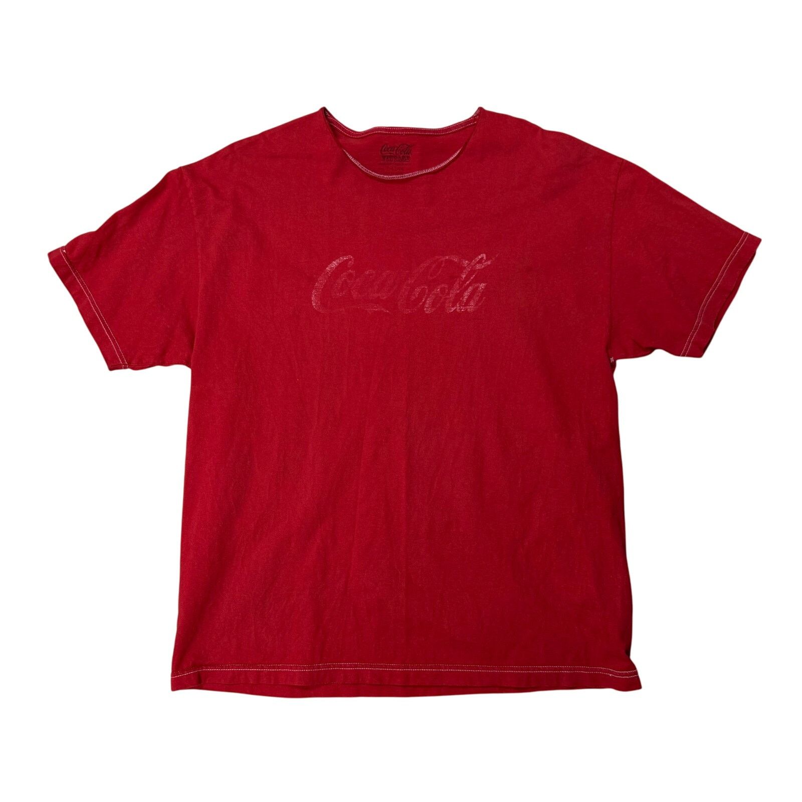 Coca Cola RARE Vintage Coca Cola Faded Red Logo Tee Large Size US L / EU 52-54 / 3 - 1 Thumbnail
