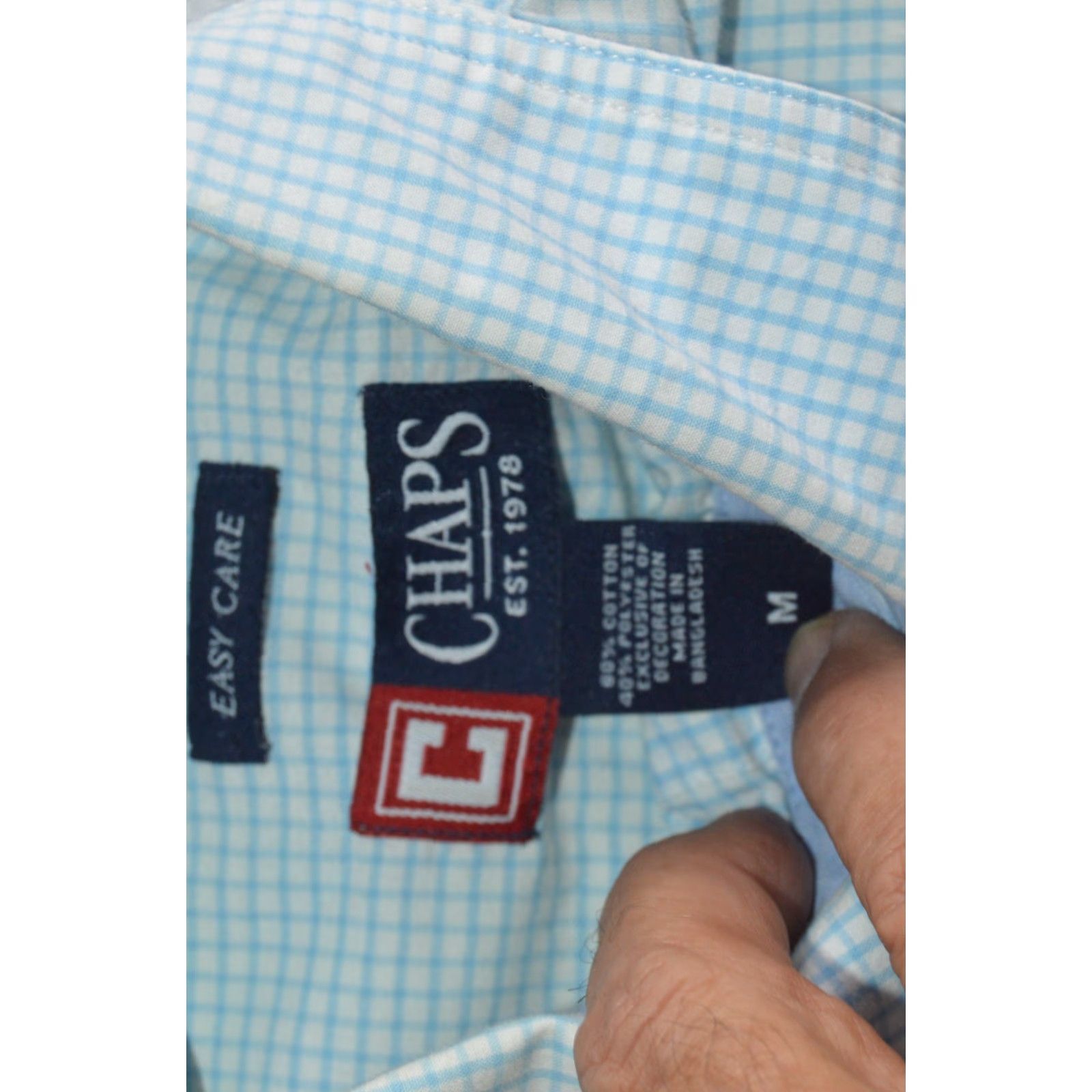 Chaps Chaps Shirt Button-Down Men M White/Blue Check Cotton Blend Size US M / EU 48-50 / 2 - 4 Thumbnail