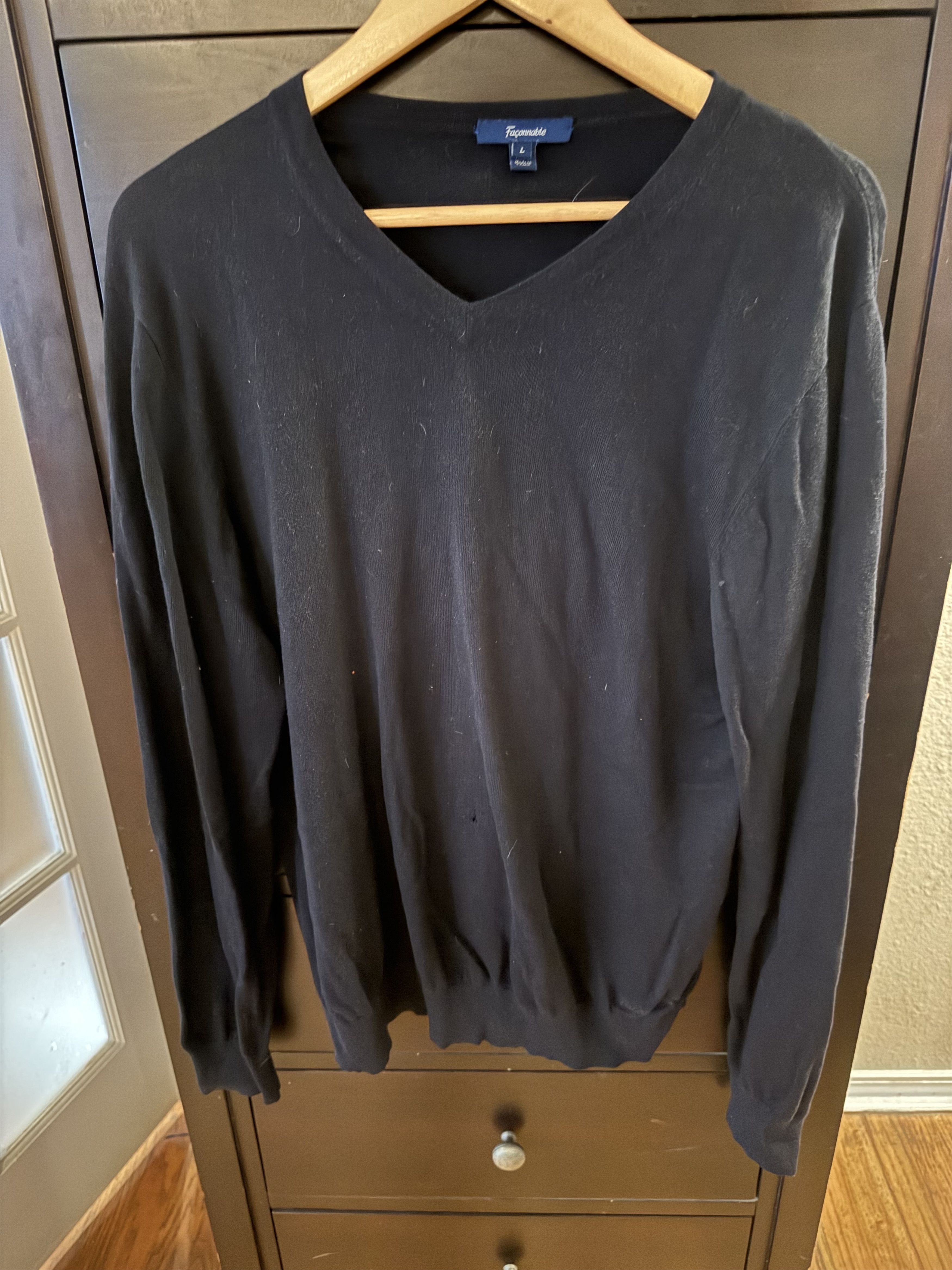 Faconnable Faconnable V-Neck Cotton Sweater. US Size L Size US L / EU 52-54 / 3 - 4 Thumbnail