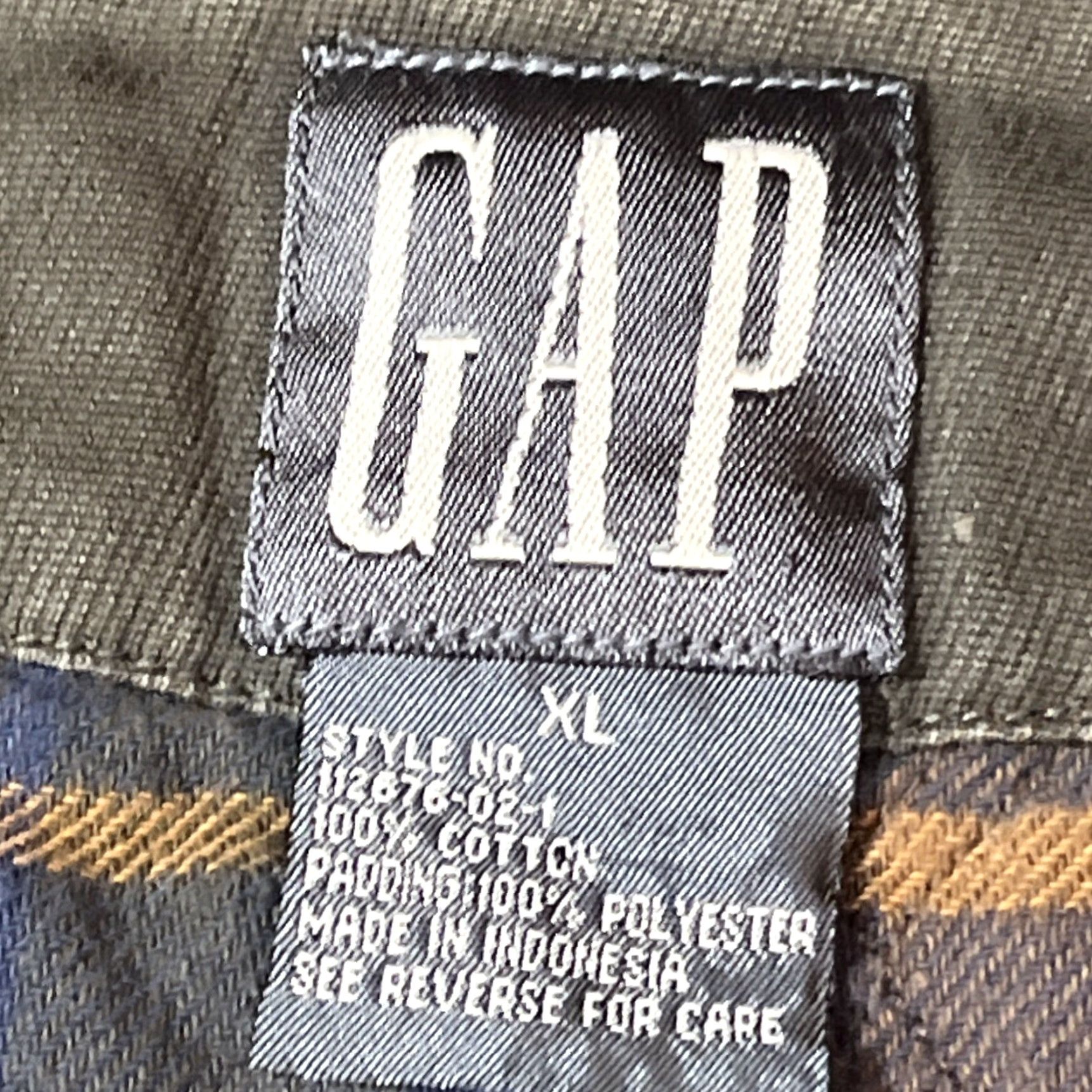 Gap VINTAGE Gap Vest 90s Plaid Flannel Lined Army Green Canvas Men XL Cotton Back Strap Lined Waistcoat Size US XL / EU 56 / 4 - 2 Thumbnail