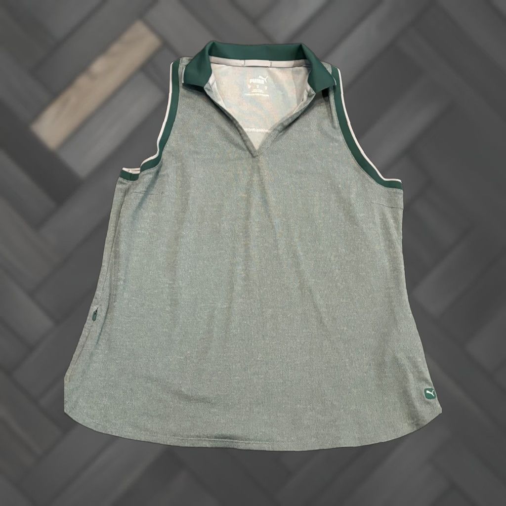 Puma PUMA Golf Polo Sleeveless Shirt Womens Medium Green V Neck Active Outdoor Size M / US 6-8 / IT 42-44 - 1 Thumbnail