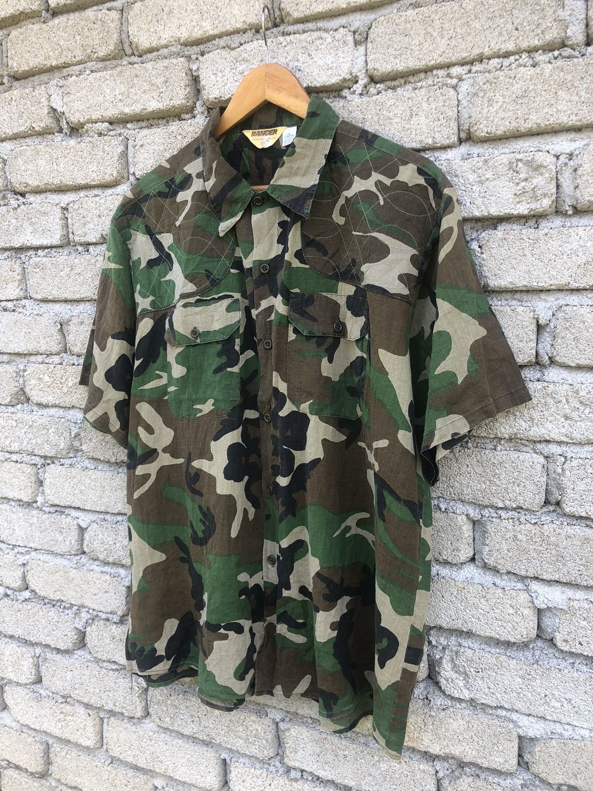 Vintage Vintage 80s Ranger Camo Army Button Up Shirts Size US XXL / EU 58 / 5 - 2 Thumbnail