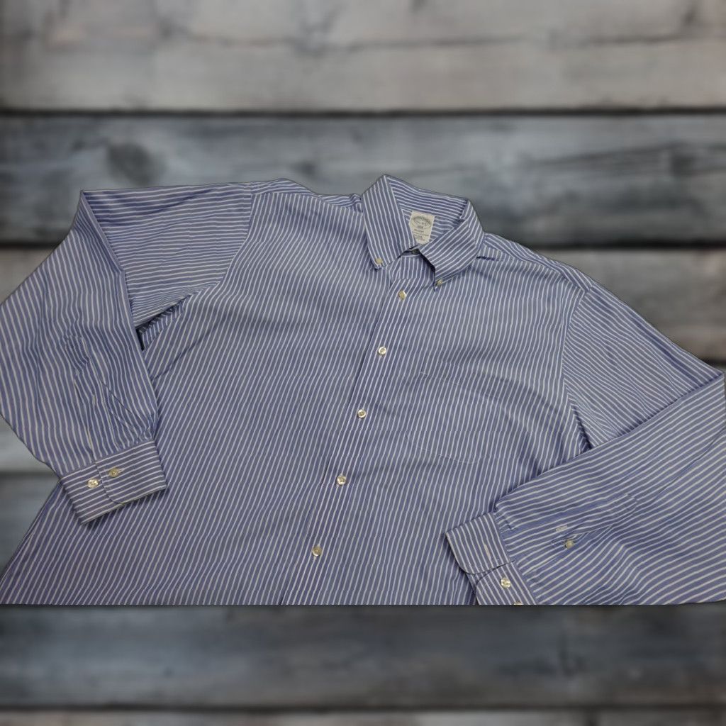 Brooks Brothers Brooks Brothers Button-Up Shirt Mens 17.5 Blue Regent Check Button-Down Collared Non-Iron Casual Size 48R - 1 Thumbnail
