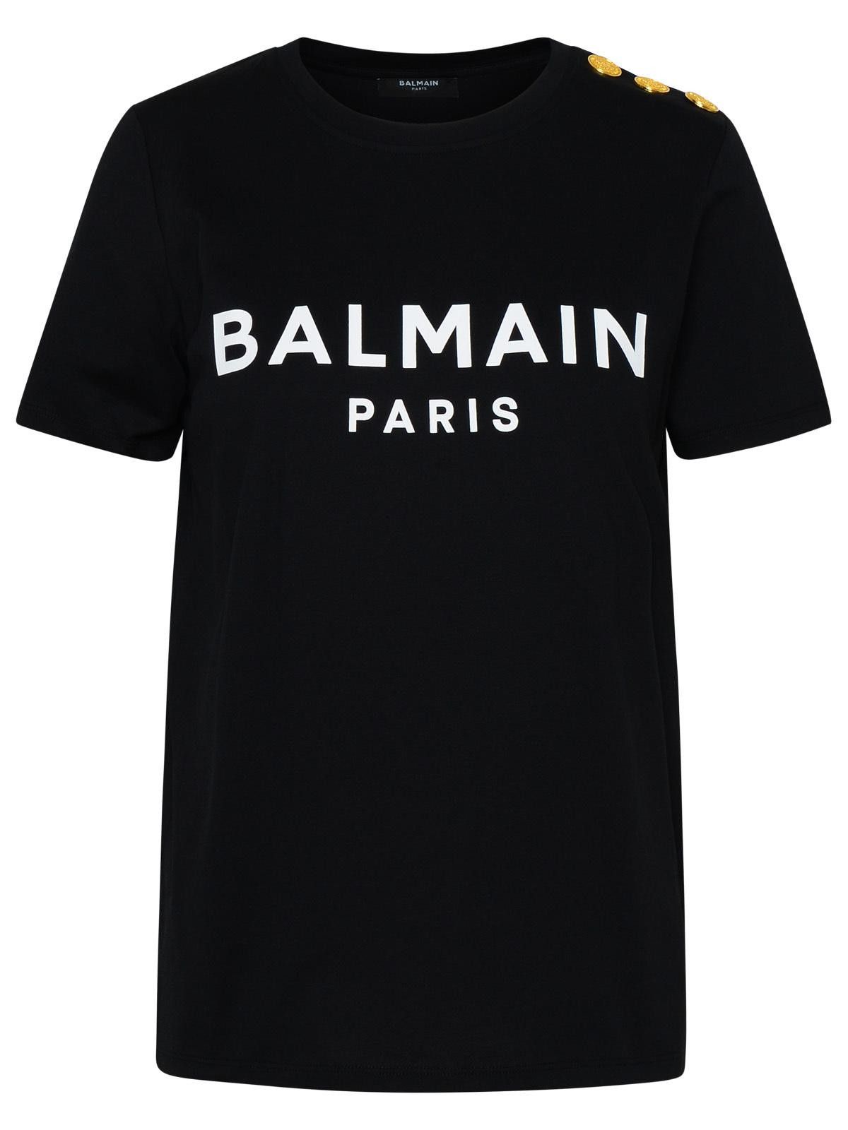 Balmain BALMAIN Black Cotton T-Shirt Size M / US 6-8 / IT 42-44 - 1 Thumbnail