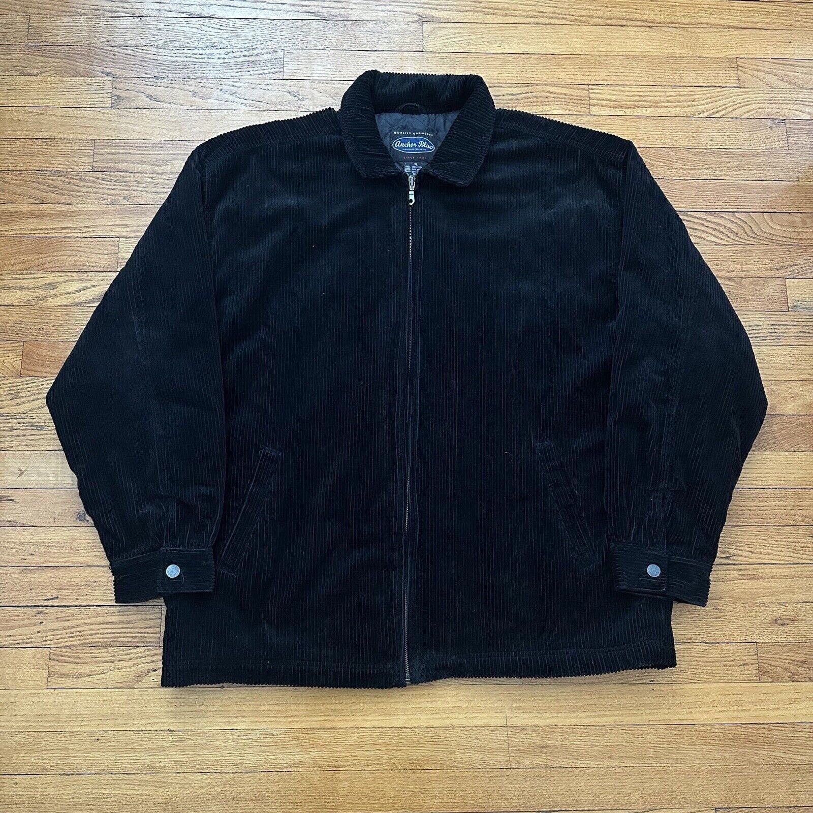 Vintage Anchor Blue Zip Up Black Corduroy Jacket Large Men