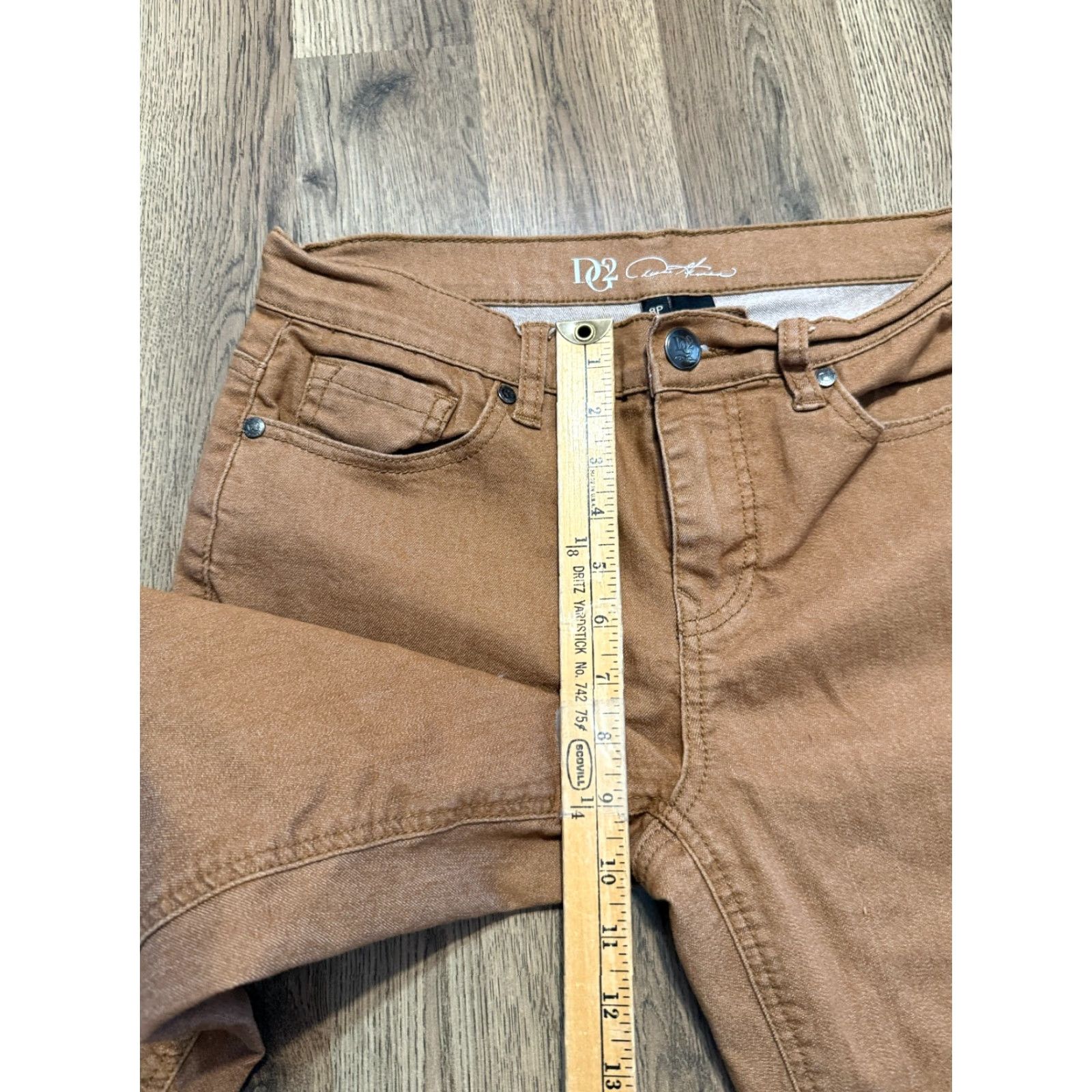 Vintage DG2 Pants Women 8P Petite Brown Khaki Straight Fit Mid Rise Pockets Casual Shirt? Size 30" / US 8 / IT 44 - 7 Thumbnail