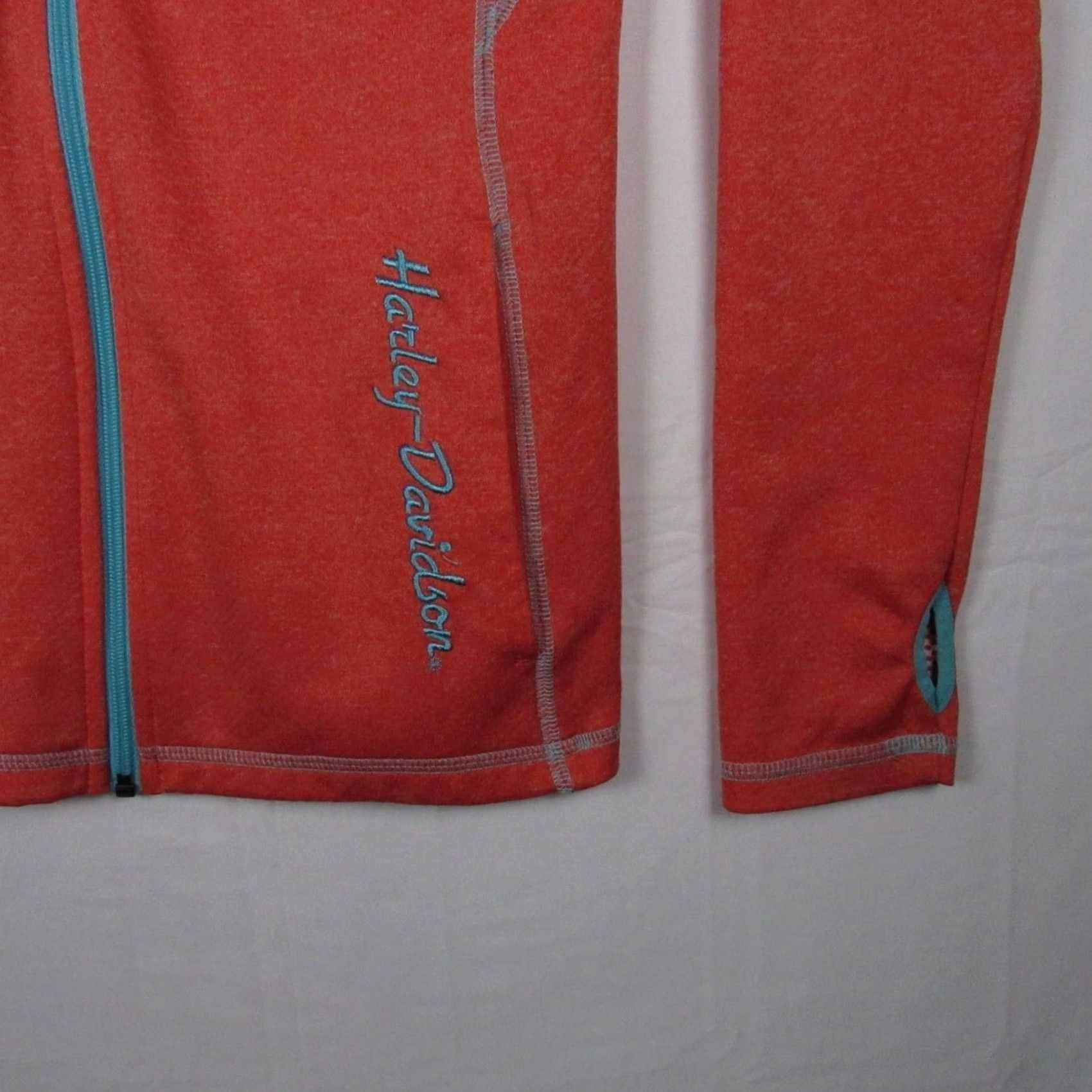 Harley Davidson Harley-Davidson Womens Small Performance Zip Jacket Coral Blue Orange Thumbholes Jeans? Size S / US 4 / IT 40 - 4 Thumbnail