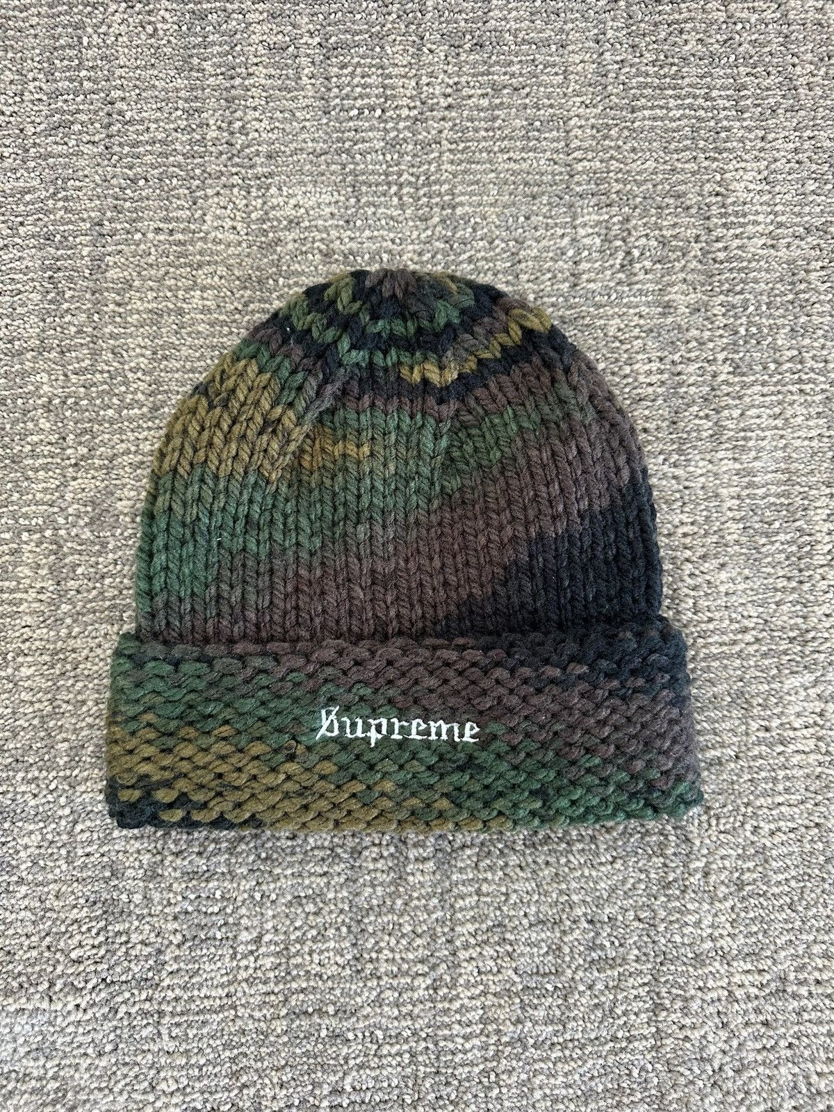 Pre-owned Supreme Gradient Spacedye Beanie In Camo