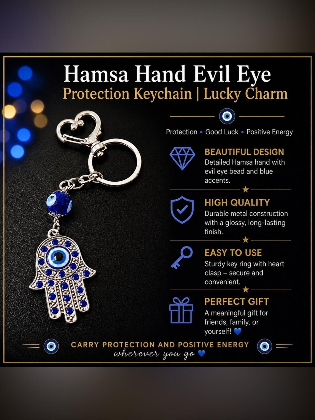 Genetic Manipulation Shinichiro Kuriya Hamsa Hand Evil Eye Protection Keychain Lucky Charm Size ONE SIZE - 1 Thumbnail