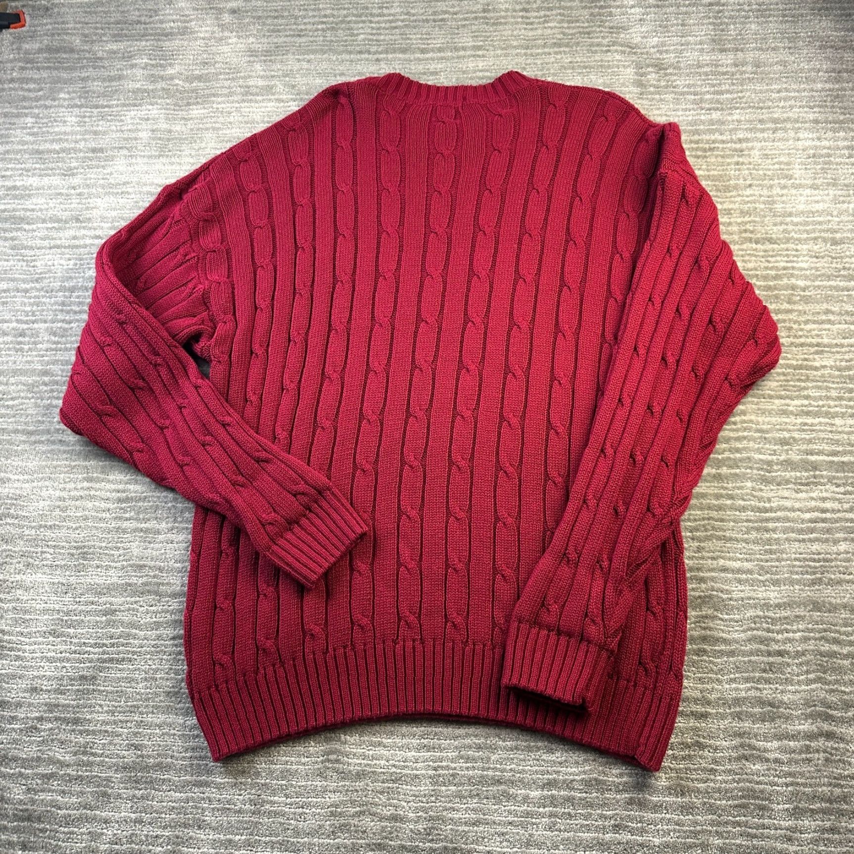 Polo Ralph Lauren VINTAGE Izod Sweater Mens Medium Red Cable Knit Crewneck Size US M / EU 48-50 / 2 - 2 Thumbnail