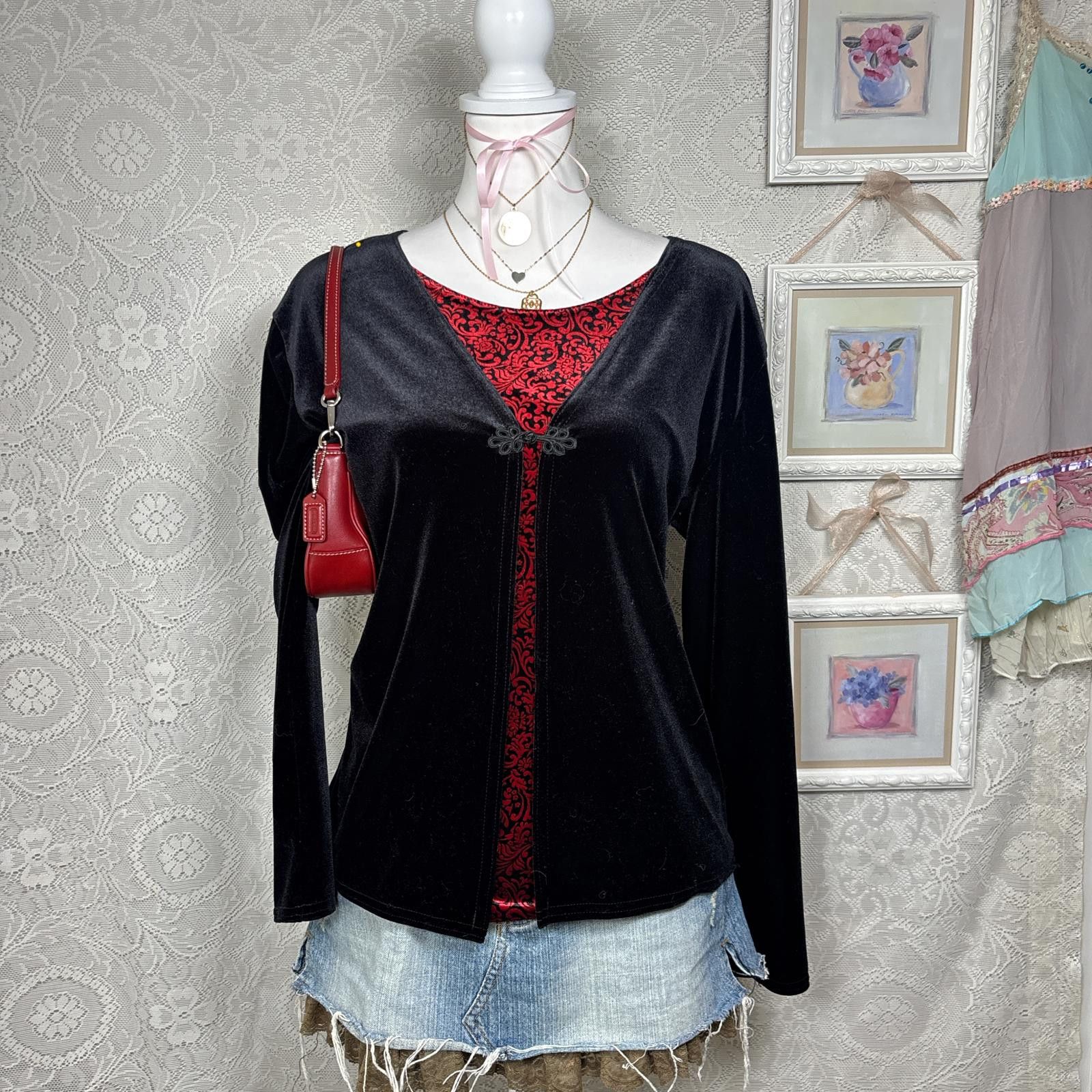 Other vintage velvet christmas grunge blouse Size M / US 6-8 / IT 42-44 - 1 Thumbnail