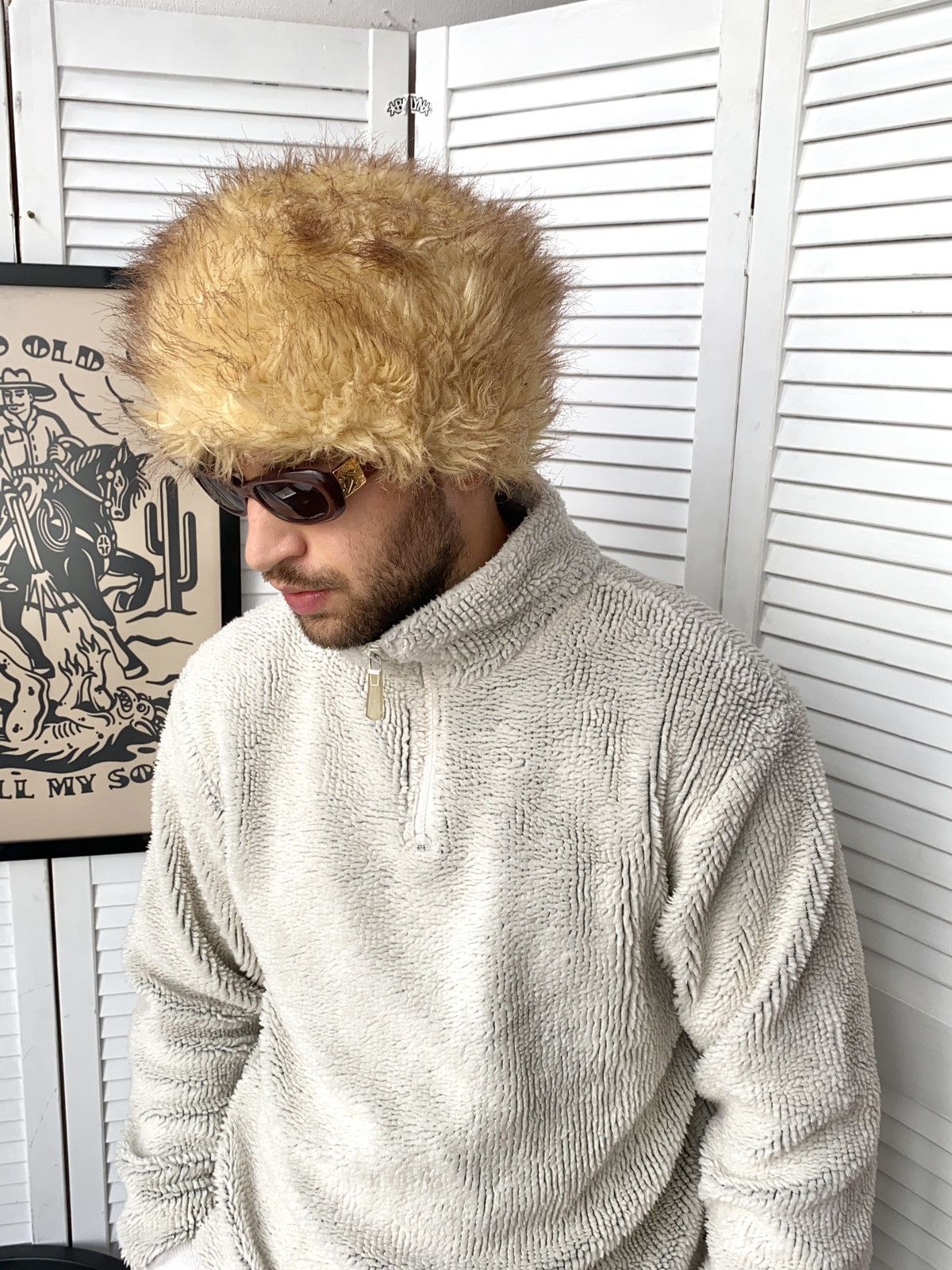 Designer × Vintage Vintage Fuzzy Hat Real Fur Beret Style Y2K Yeti Size ONE SIZE - 13 Thumbnail